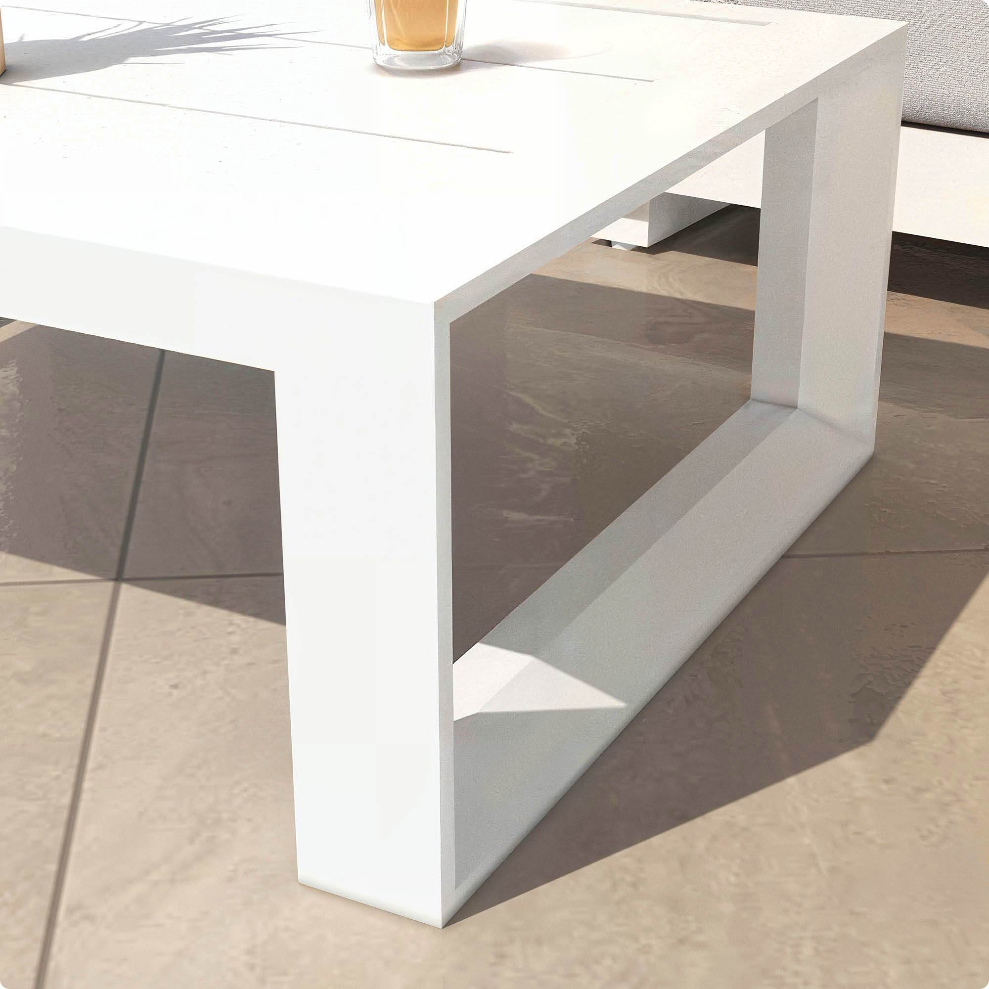 Salon de jardin aluminium 5 places 4 pcs Elba Blanc et taupe