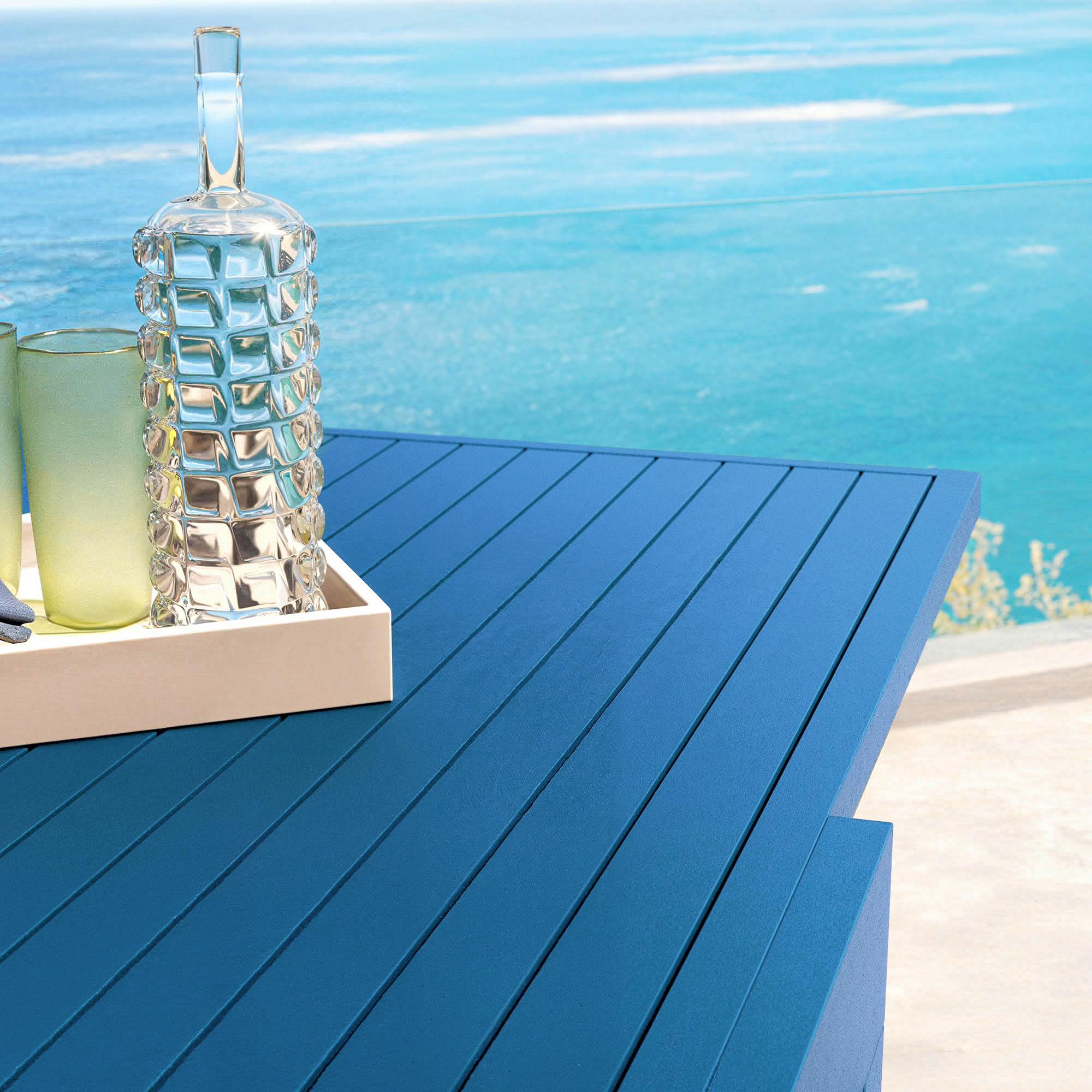 Table de jardin extensible en aluminium 8 places (90/180 x 90 cm) Murano Bleu pétrole