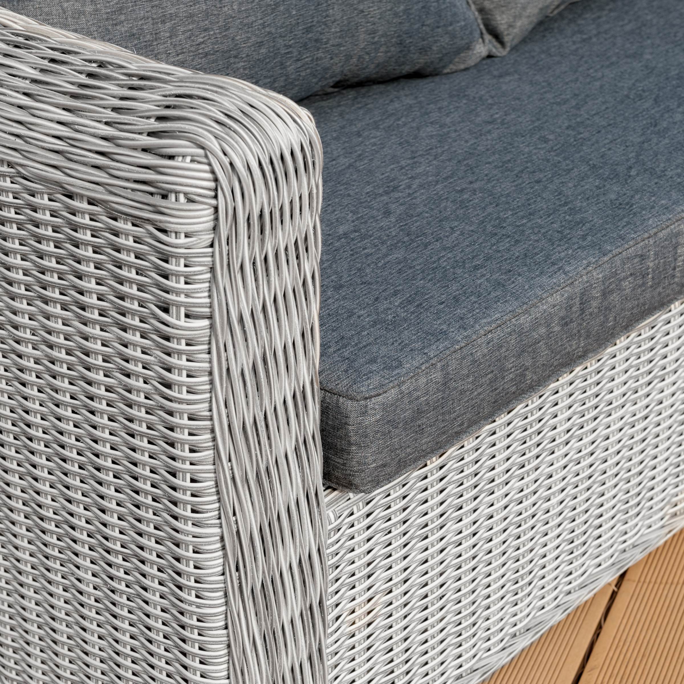 Salon de jardin en résine tressée 7 places 5 pcs Calvi Gris et gris foncé