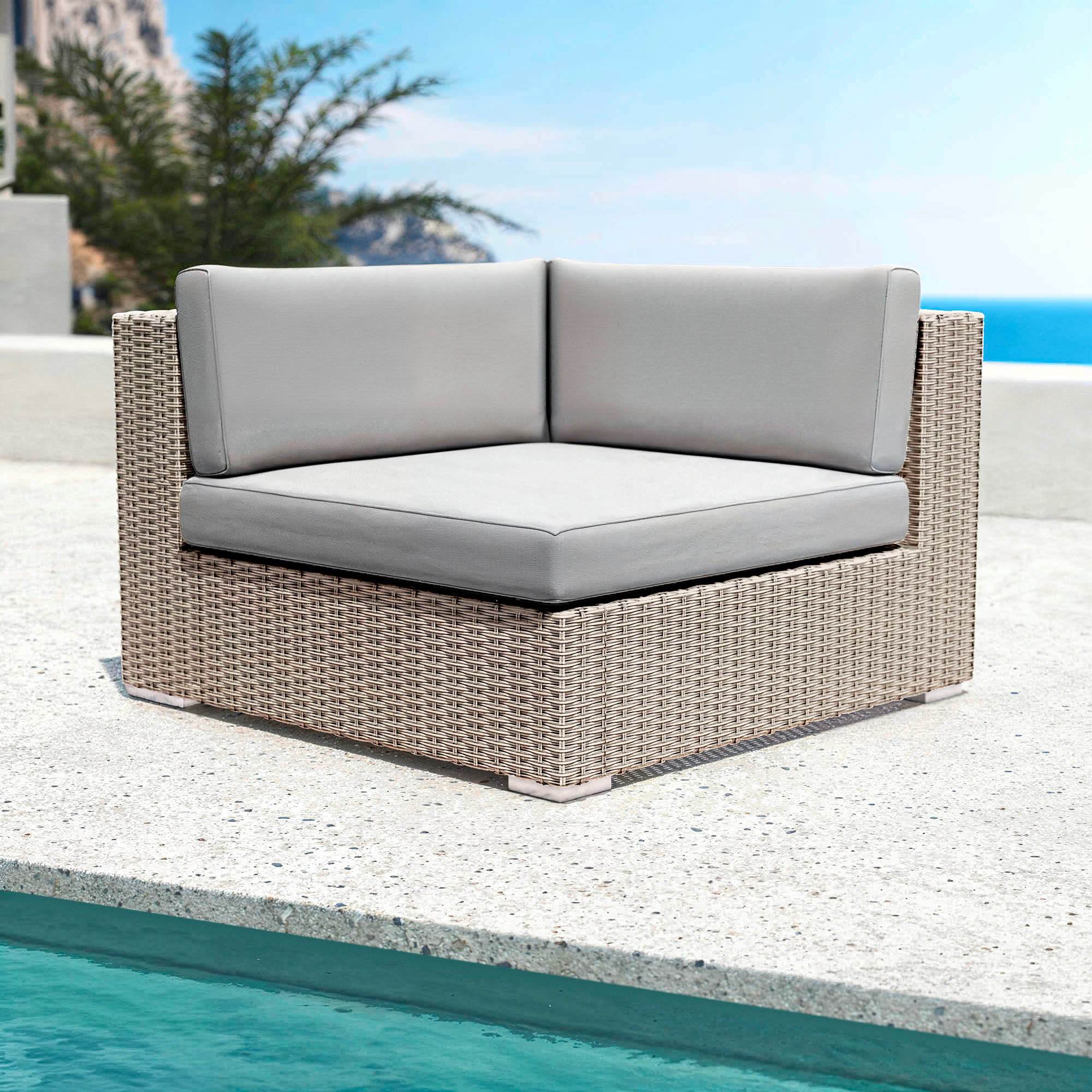 Salon de jardin en résine tressée 5 places 6 pcs Palma Gris