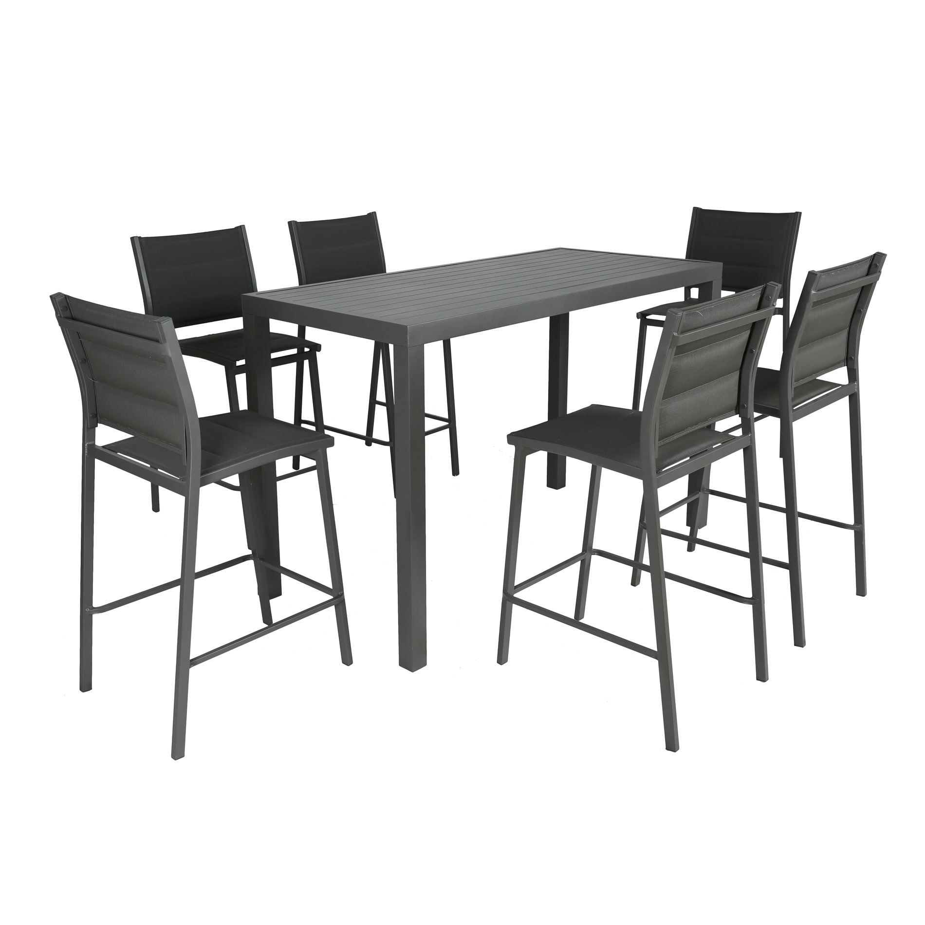 Table de jardin haute en aluminium 6 places (160 x H105 cm) Murano Gris anthracite