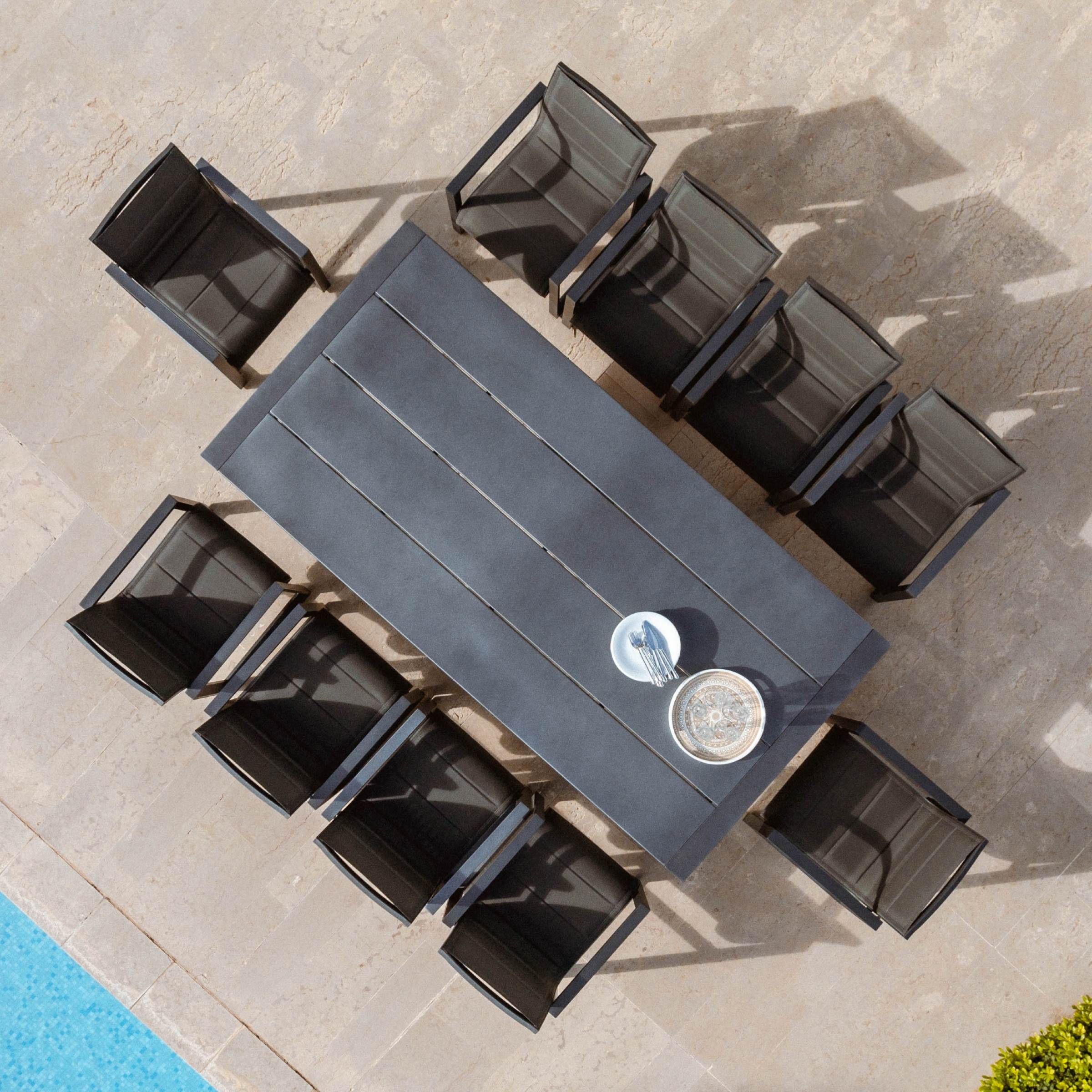 Table de jardin rectangulaire aluminium 10 places (240 x 118 cm) Elba Gris anthracite