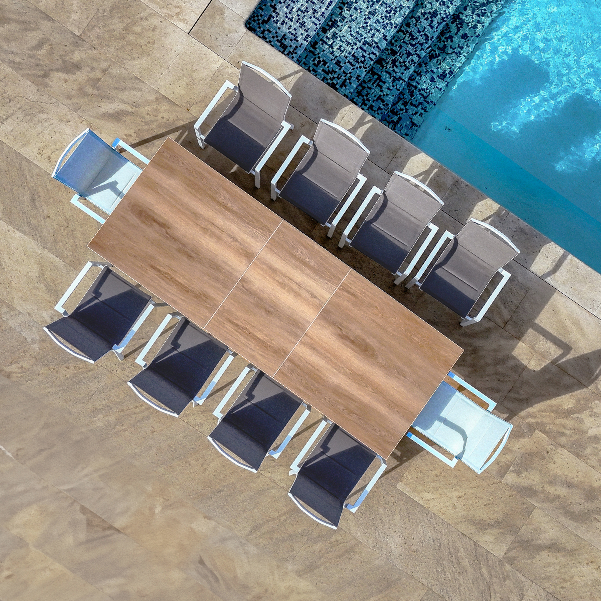Table de jardin extensible en aluminium 10 places (260 x 96 cm) Amalfi Blanc