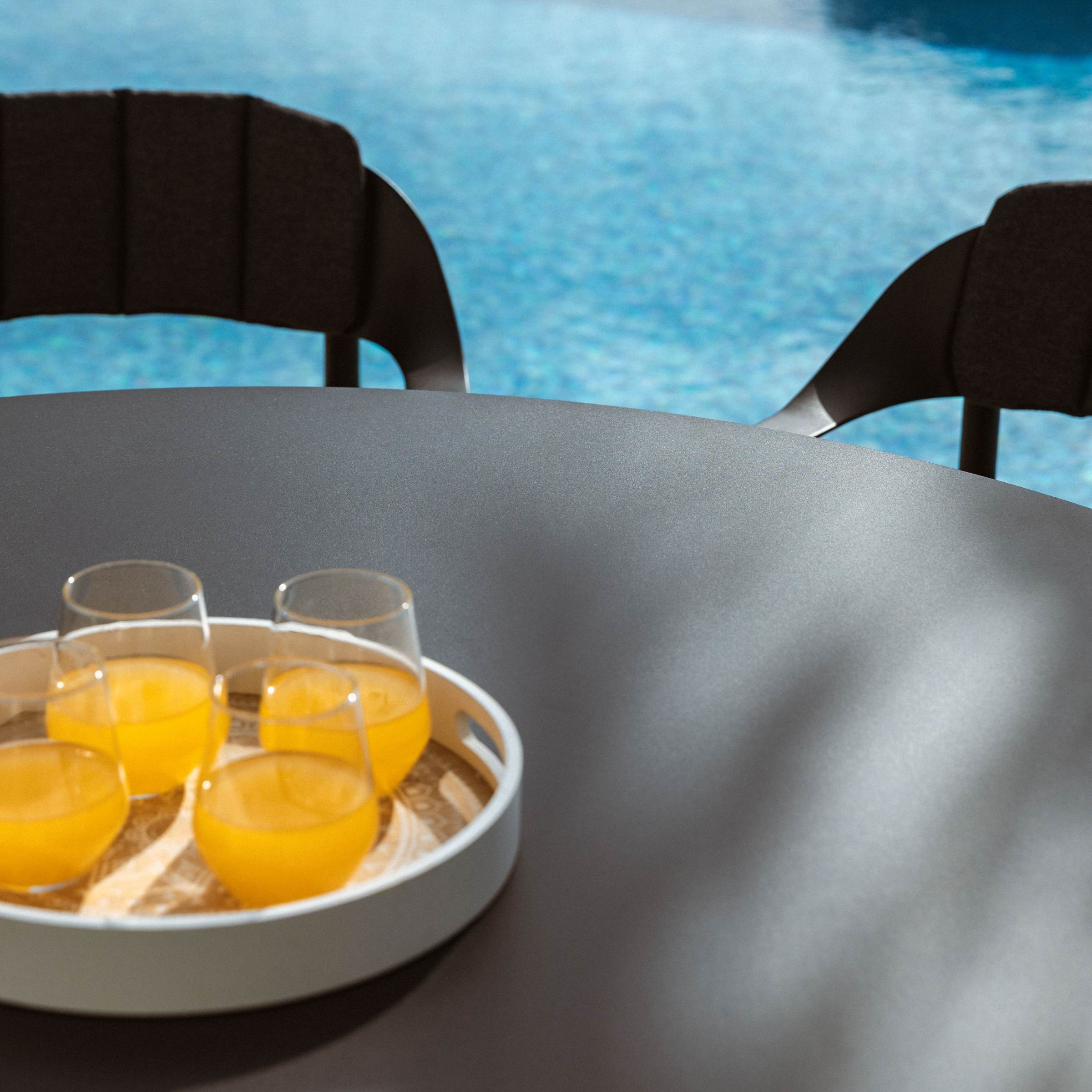 Table de jardin ronde en aluminium 8 places (D149 cm) Monte Carlo Gris anthracite