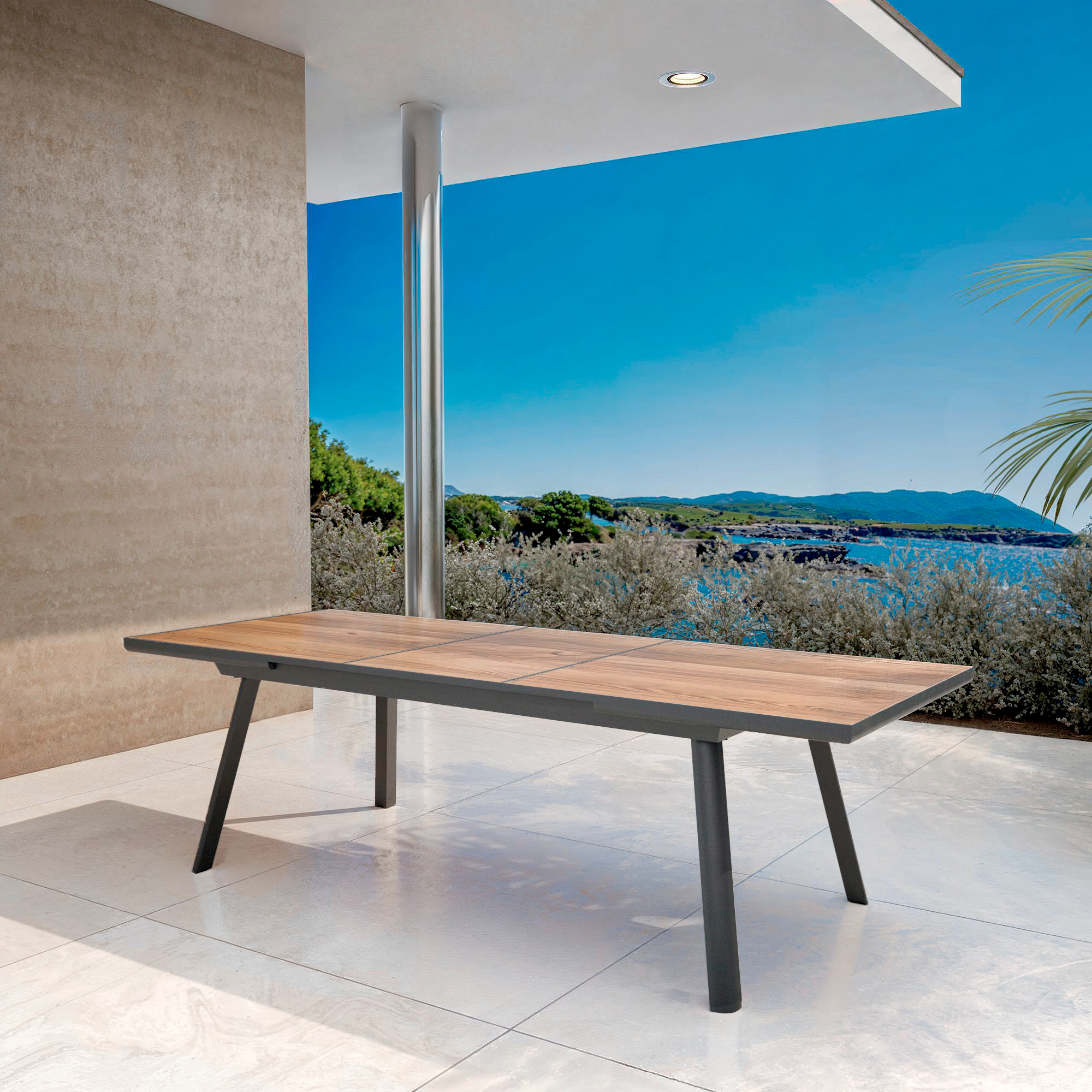 Table de jardin extensible en aluminium 10 places (260 x 96 cm) Amalfi Gris anthracite