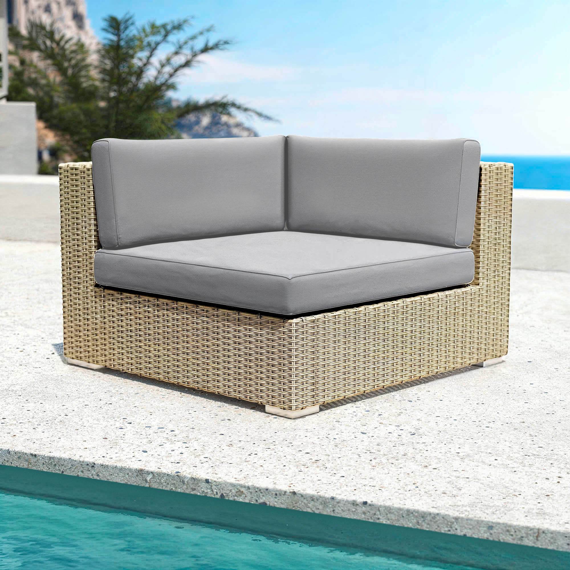 Salon de jardin en résine tressée 9 places 9 pcs Palma Gris et anthracite