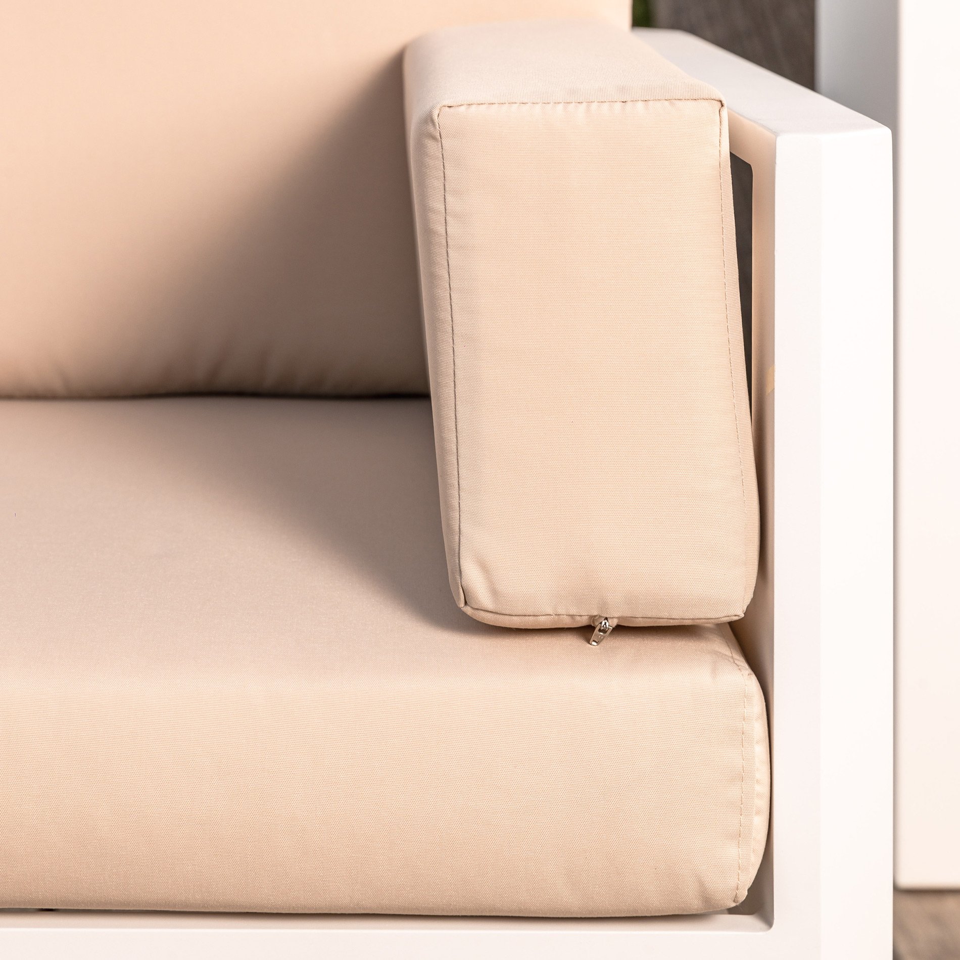 Salon de jardin d'angle en aluminium 6 places Ostara Blanc et taupe