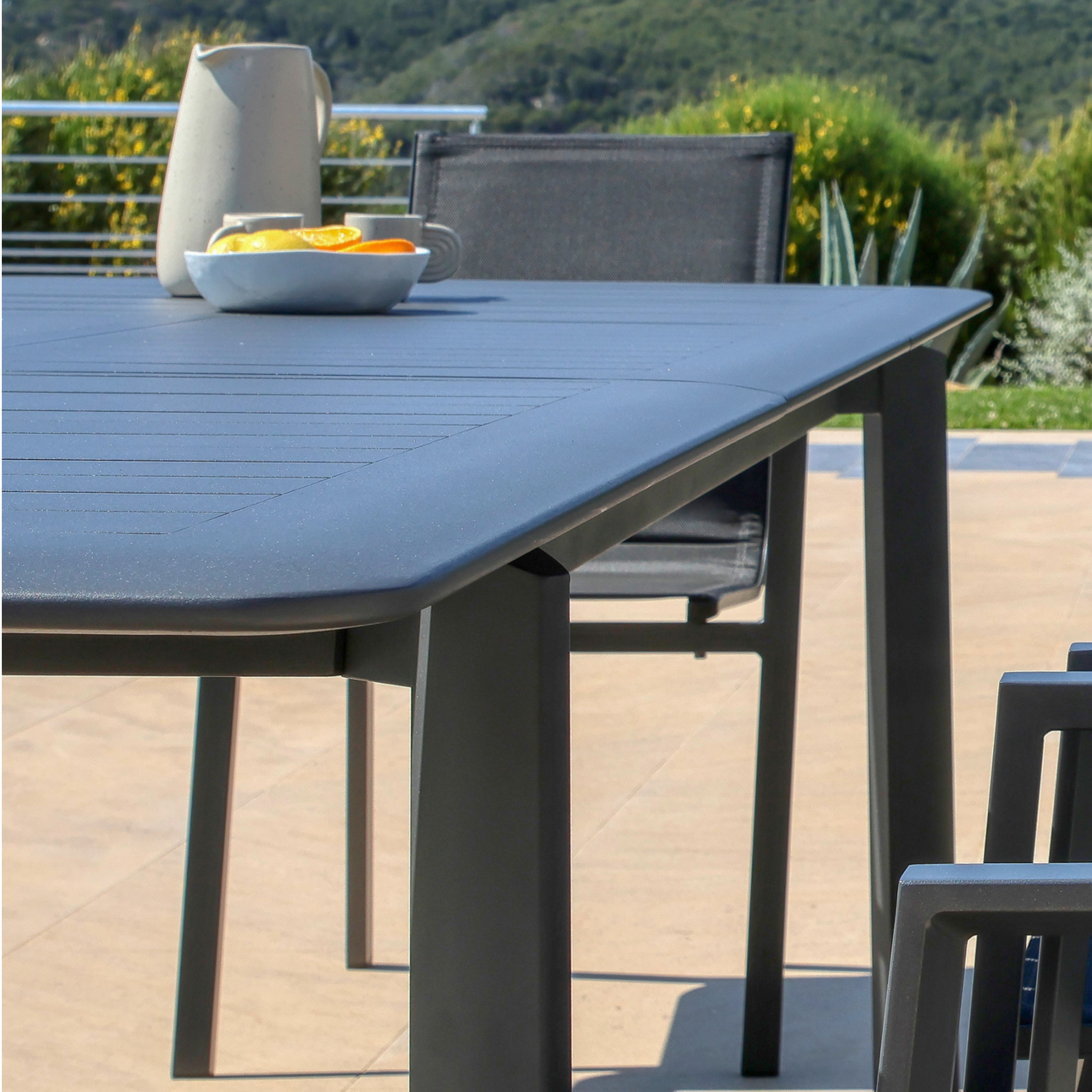 Table de jardin extensible en aluminium 10 places (286 x 100 cm) Portofino Gris anthracite