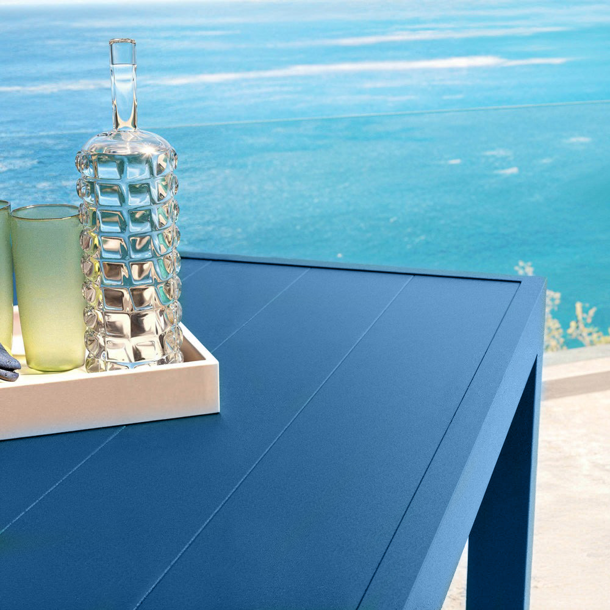 Table de jardin rectangulaire aluminium 10 places (240 x 120 cm) Murano Bleu pétrole