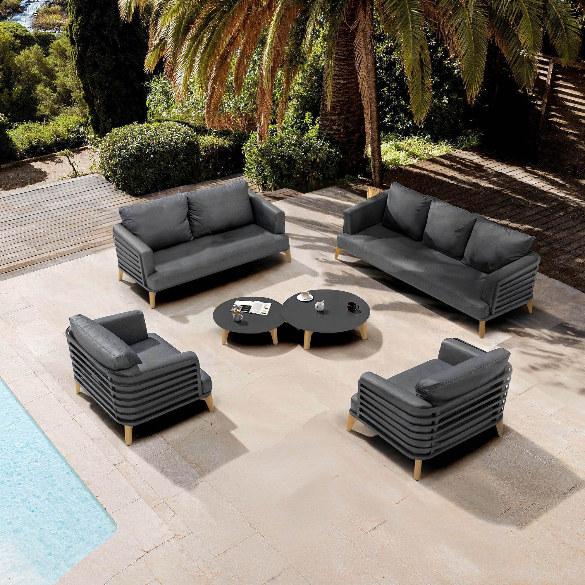 Salon de jardin aluminium 7 places 6 pcs Monte Carlo Gris anthracite