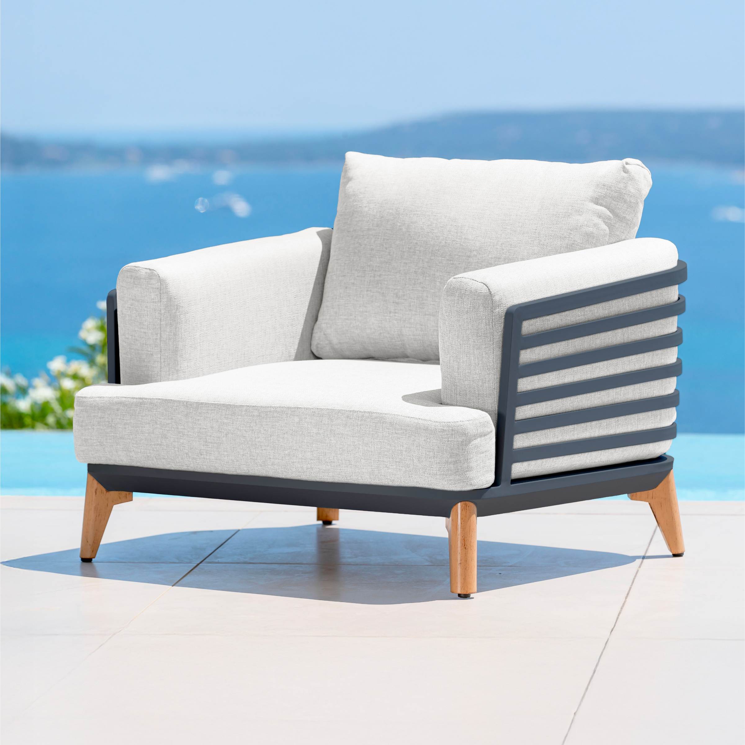 Salon de jardin aluminium 5 places 5 pcs Monte Carlo Gris anthracite et gris clair