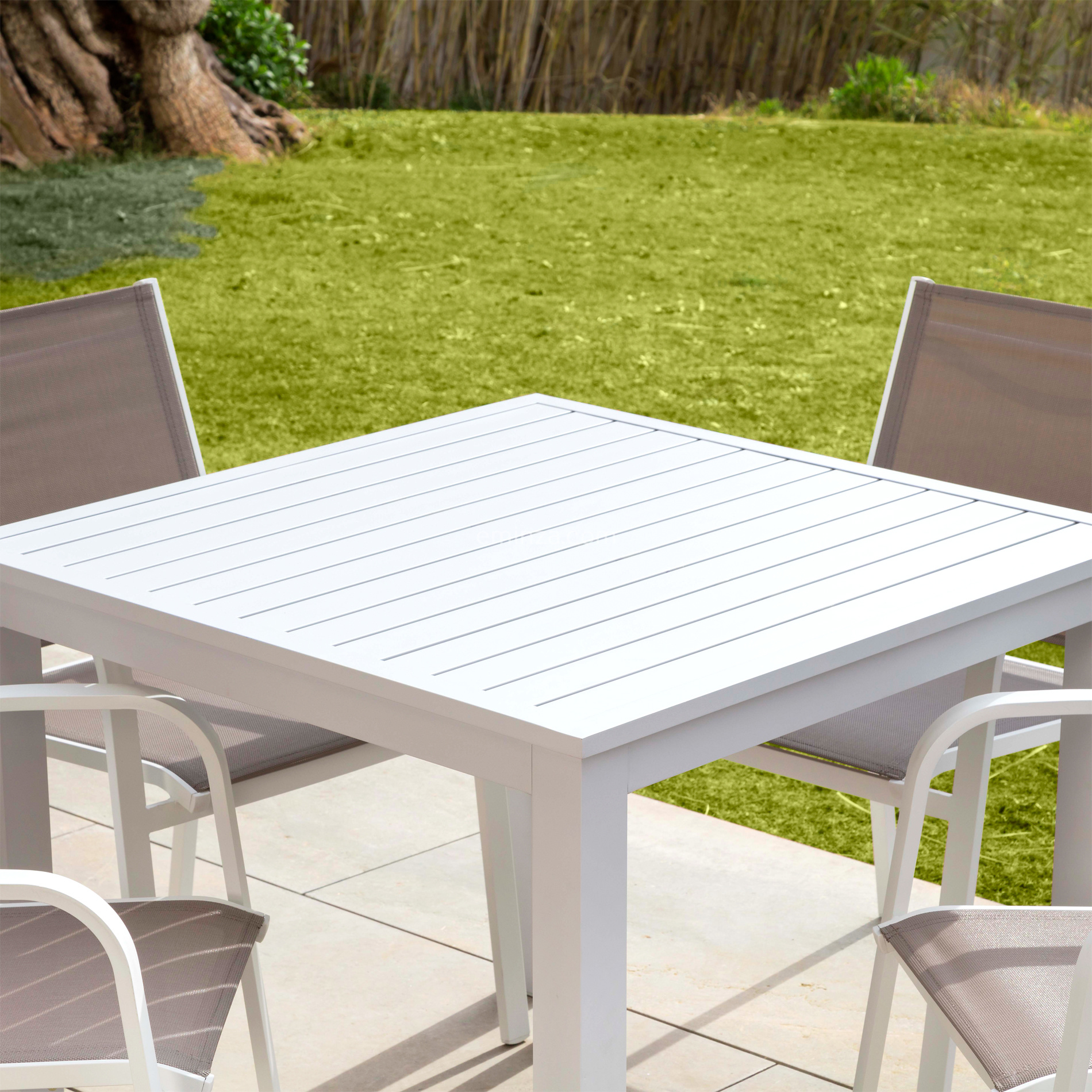 Table de jardin carrée en aluminium 4 places (89 x 89 cm) Murano Blanc