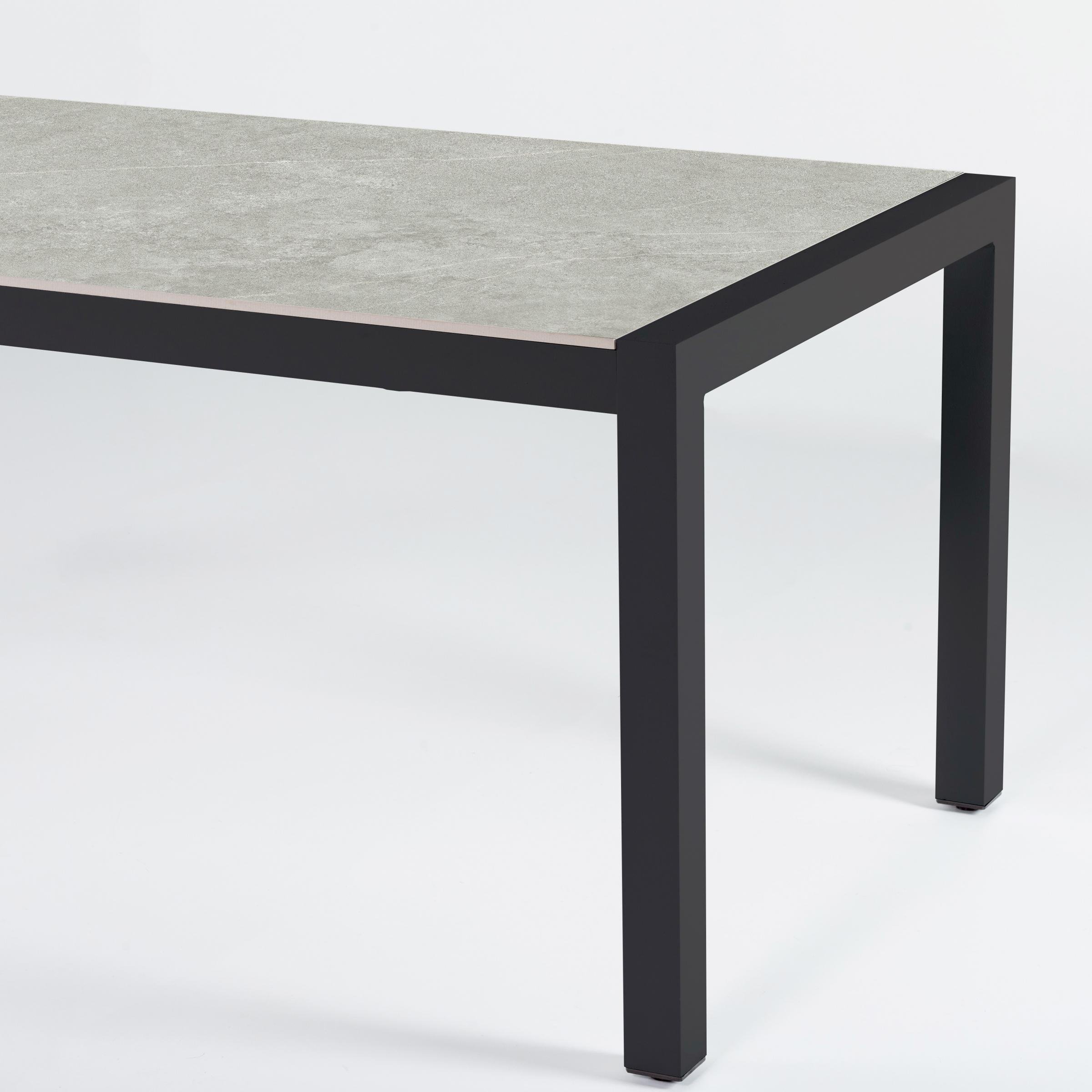 Table de jardin en aluminium et céramique 8 places (180 x 90 cm) Modena Gris clair
