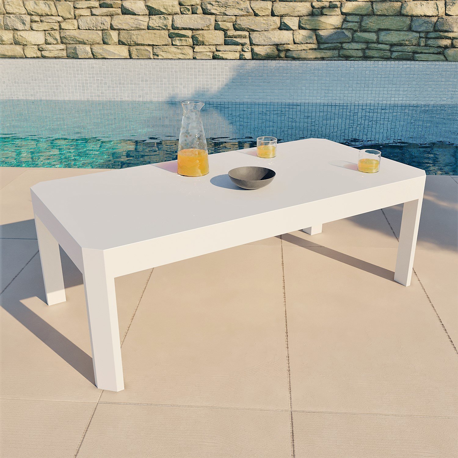 Salon de jardin en aluminium 5 places Ostara Blanc et taupe
