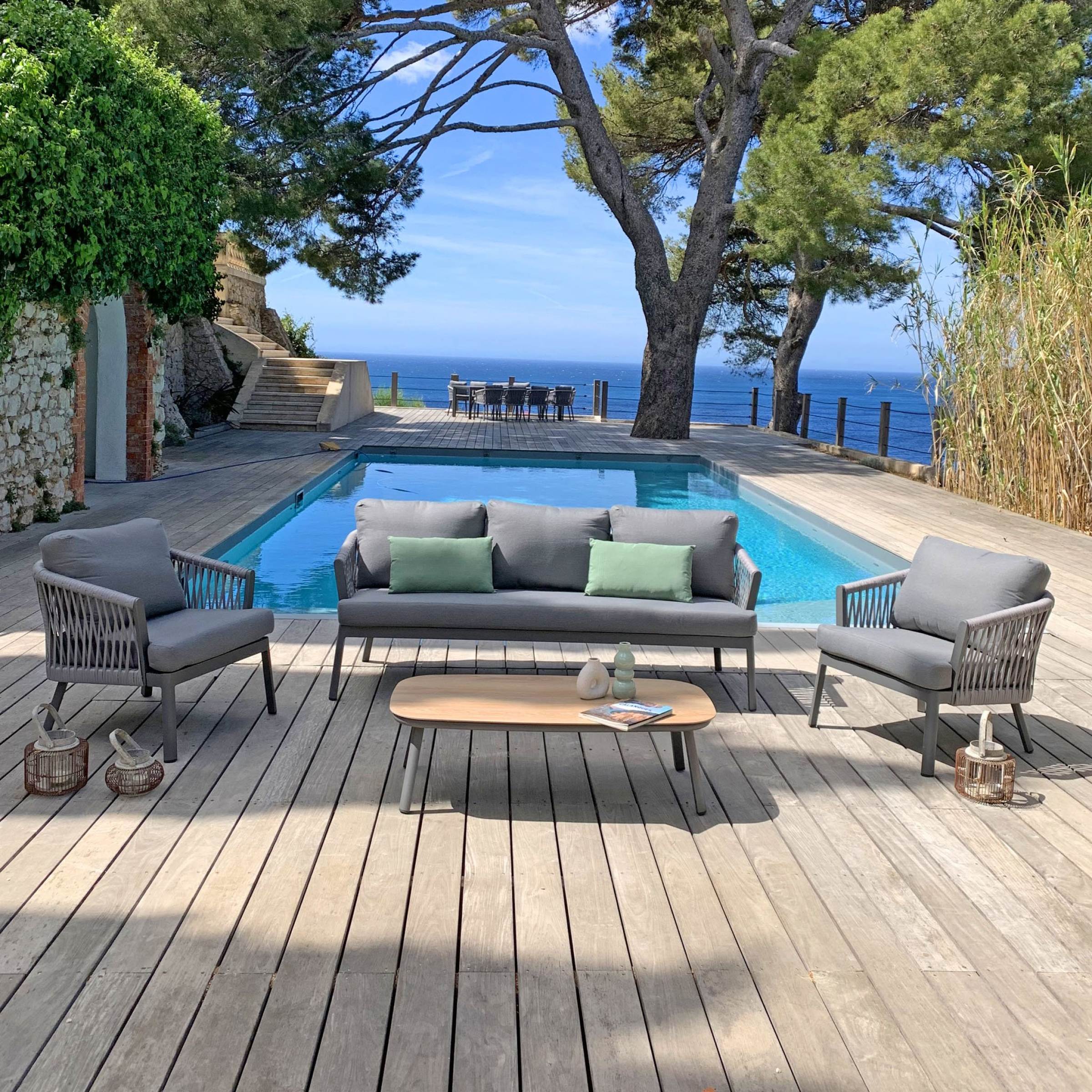 Salon de jardin en aluminium 5 places 4 pcs Amalfi Gris anthracite