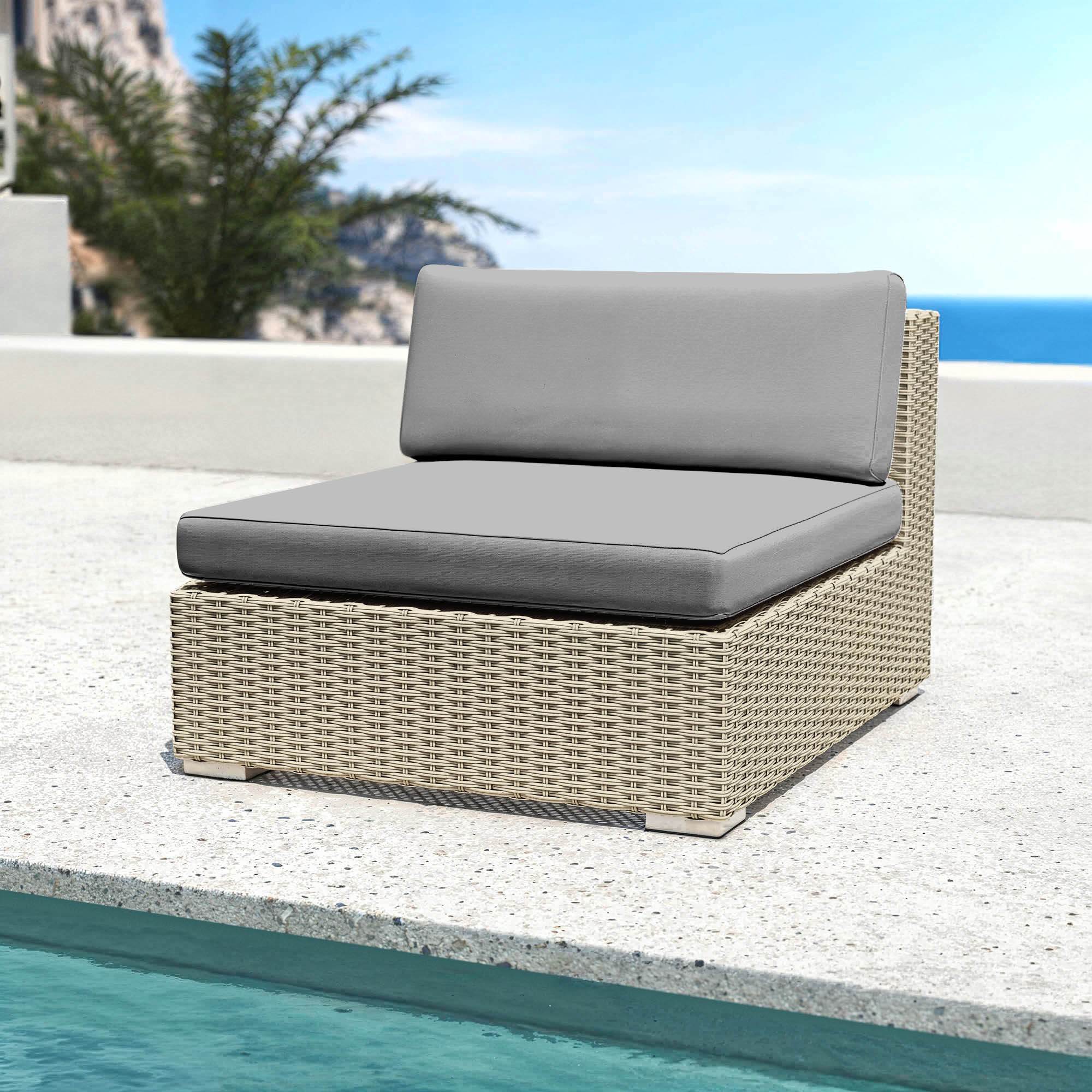 Salon de jardin en résine tressée 5 places 6 pcs Palma Gris et anthracite