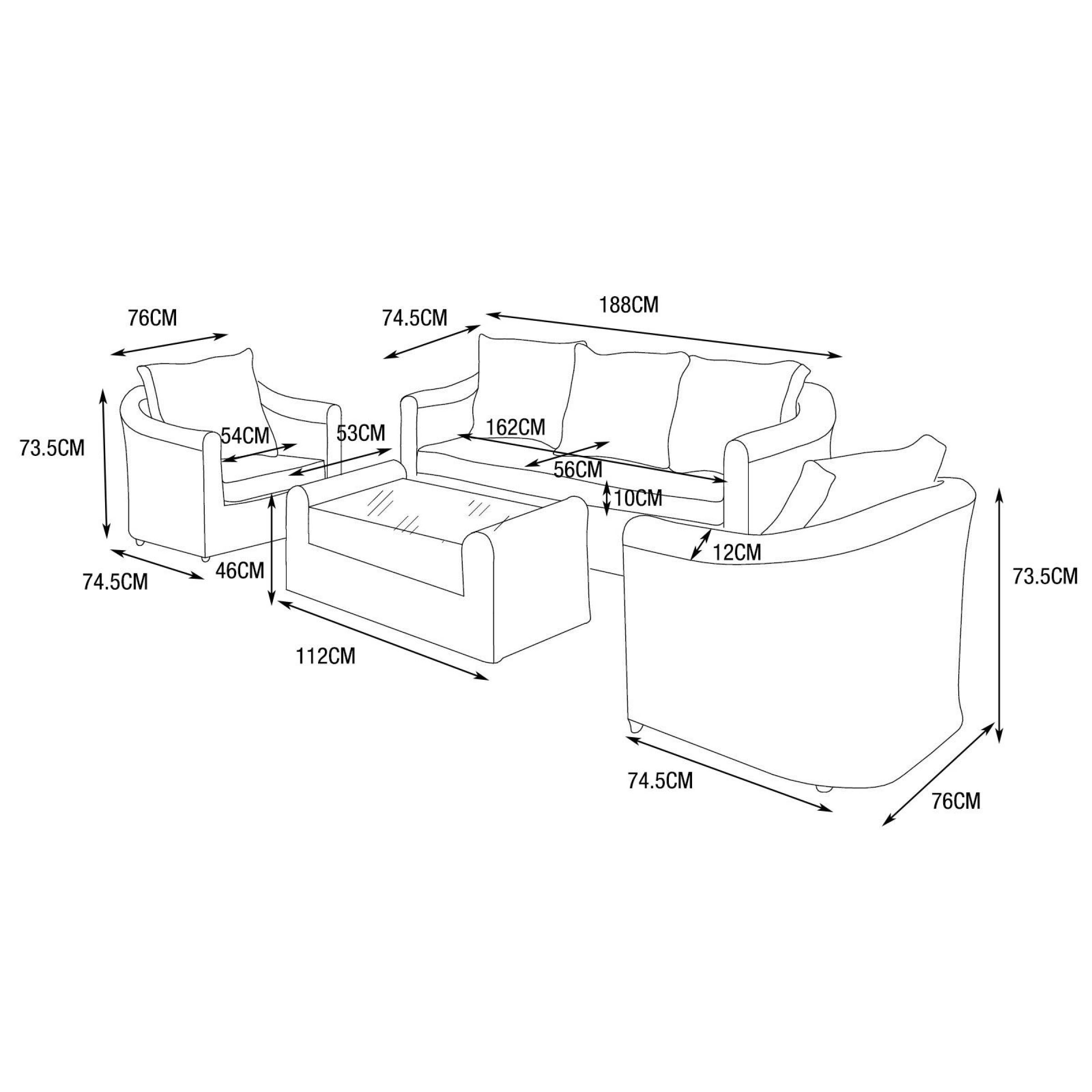Salon de jardin en résine tressée 5 places 4 pcs Calvi Sepia et taupe