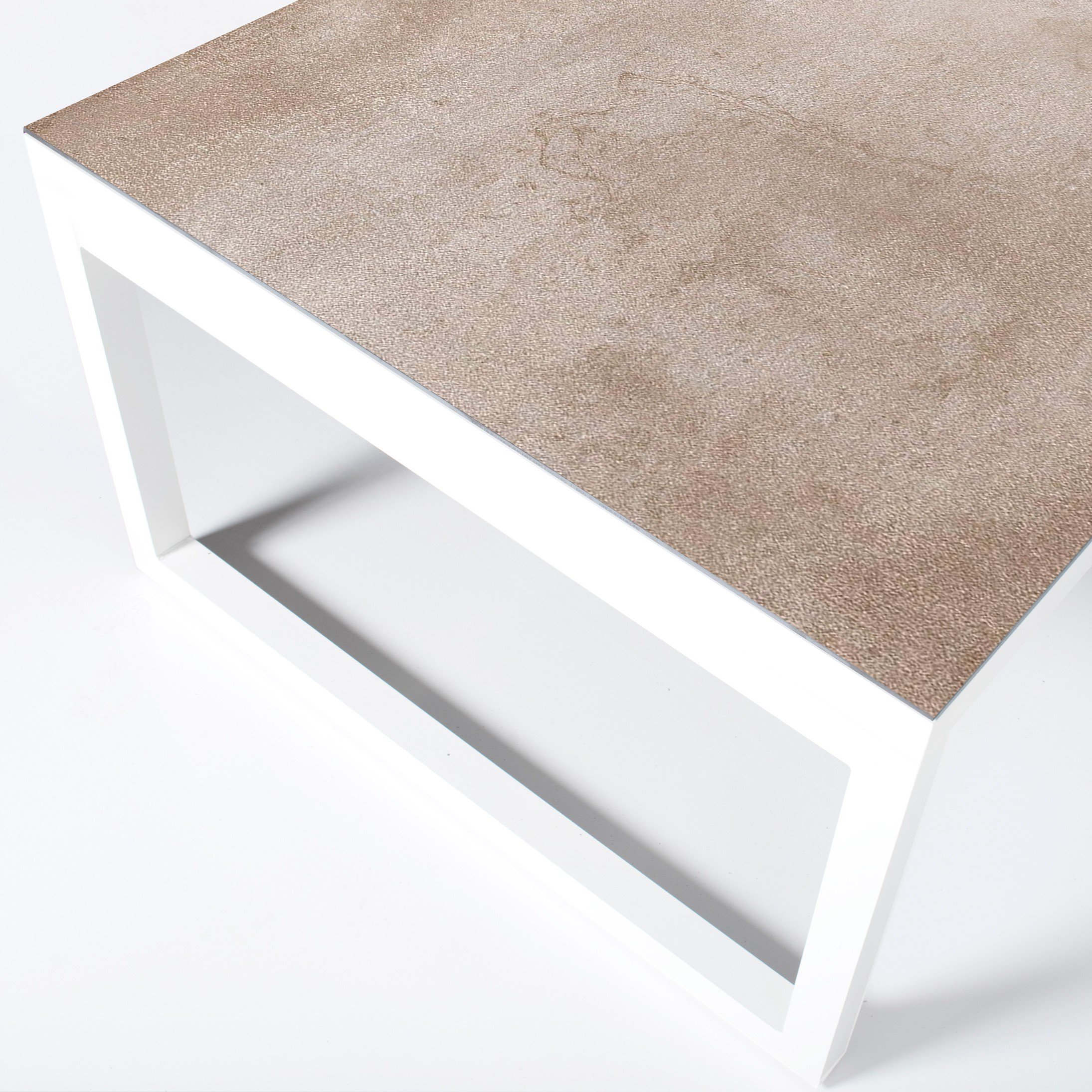 Table de jardin en aluminium et céramique 10 places (240 x 120 cm) Kore Blanc et beige