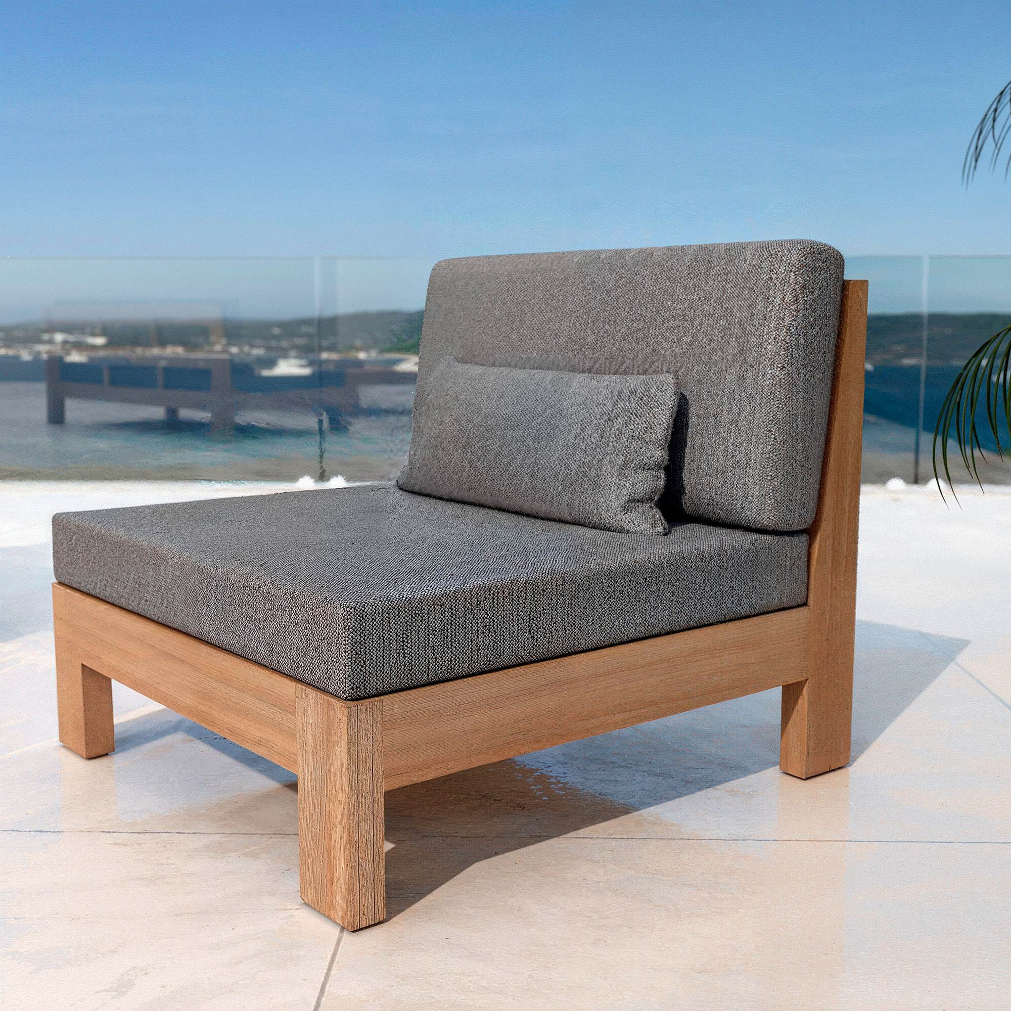 Salon de jardin en bois d'acacia 8 places 5 pcs Borneo Gris anthracite