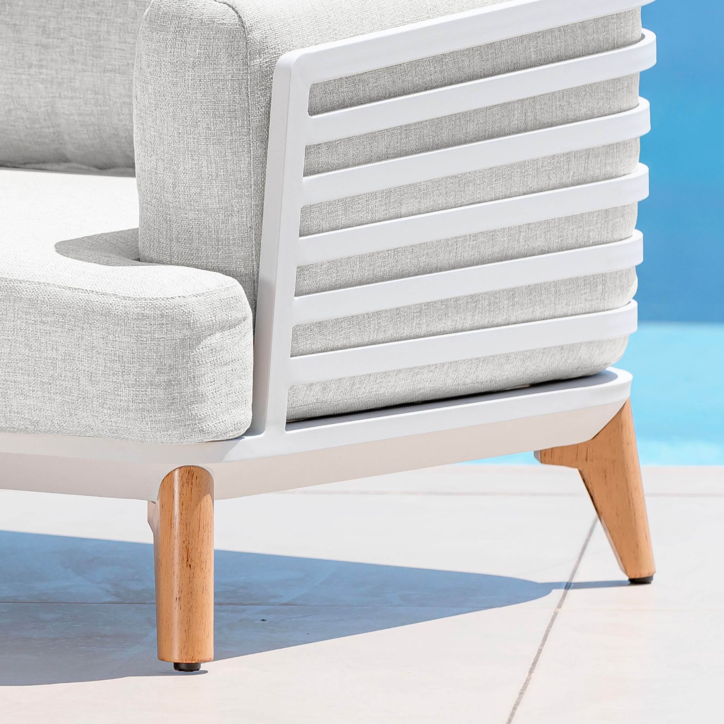 Salon de jardin aluminium 7 places 6 pcs Monte Carlo Blanc et gris clair