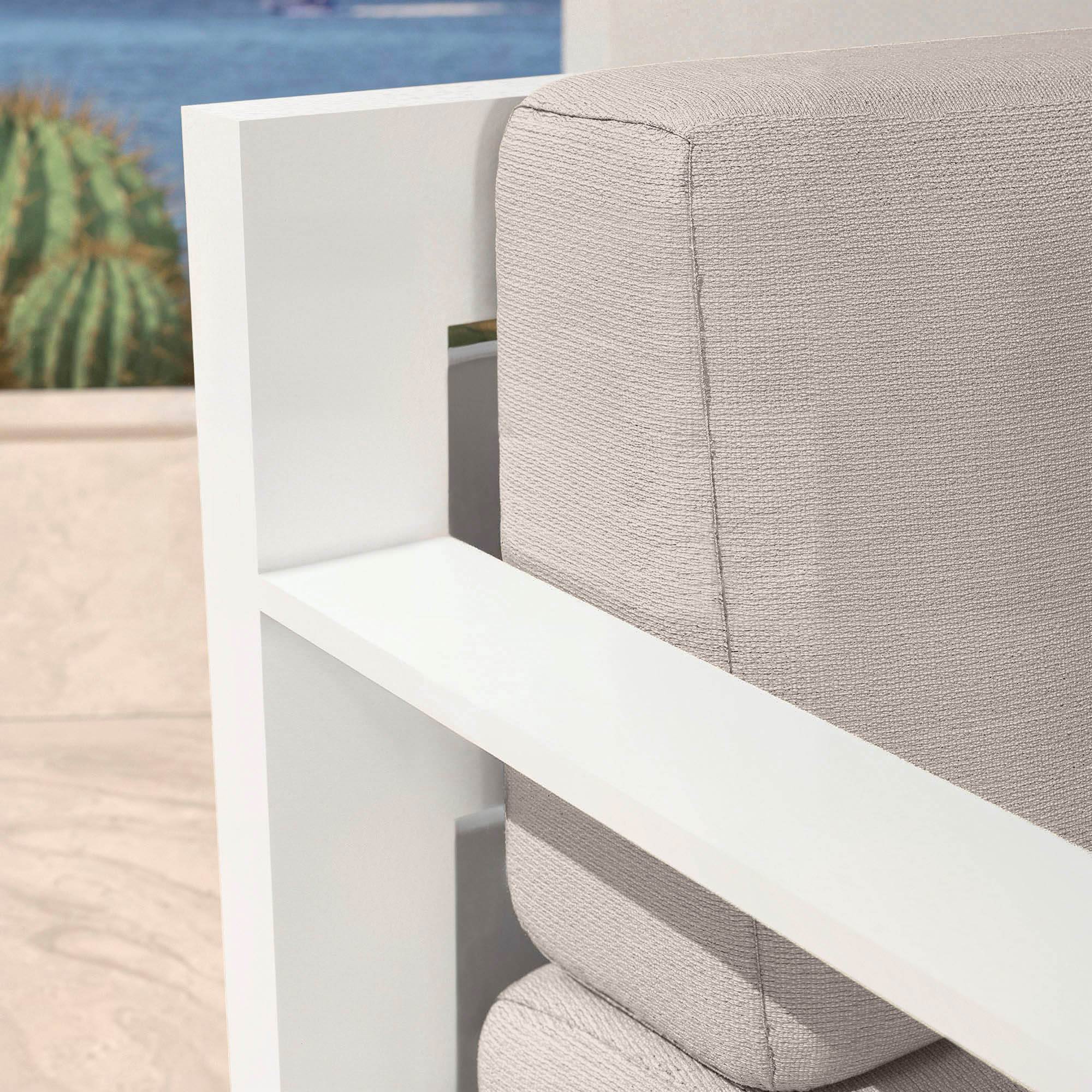 Salon de jardin aluminium 5 places 4 pcs Elba Blanc et taupe