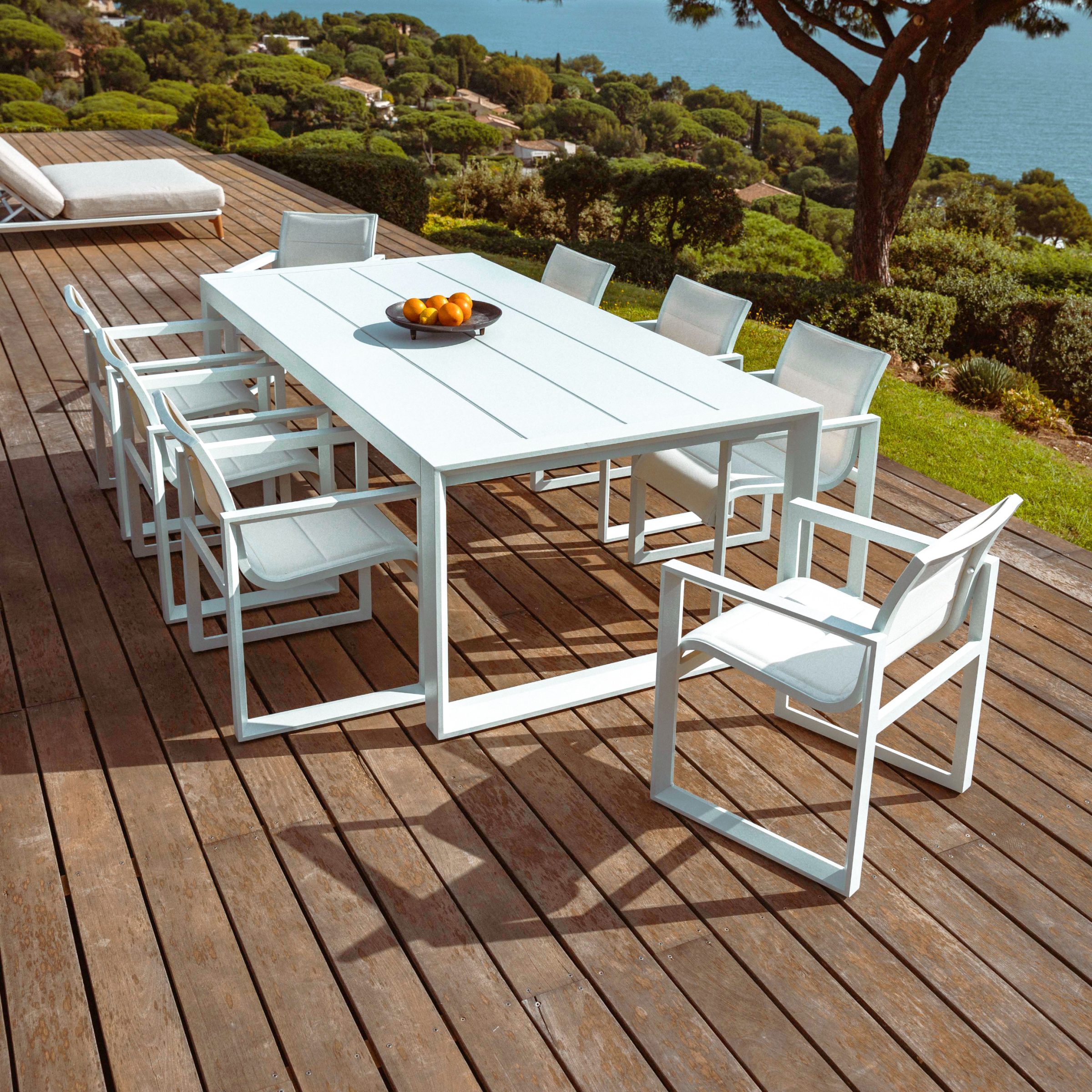 Table de jardin rectangulaire aluminium 10 places (240 x 118 cm) Elba Blanc