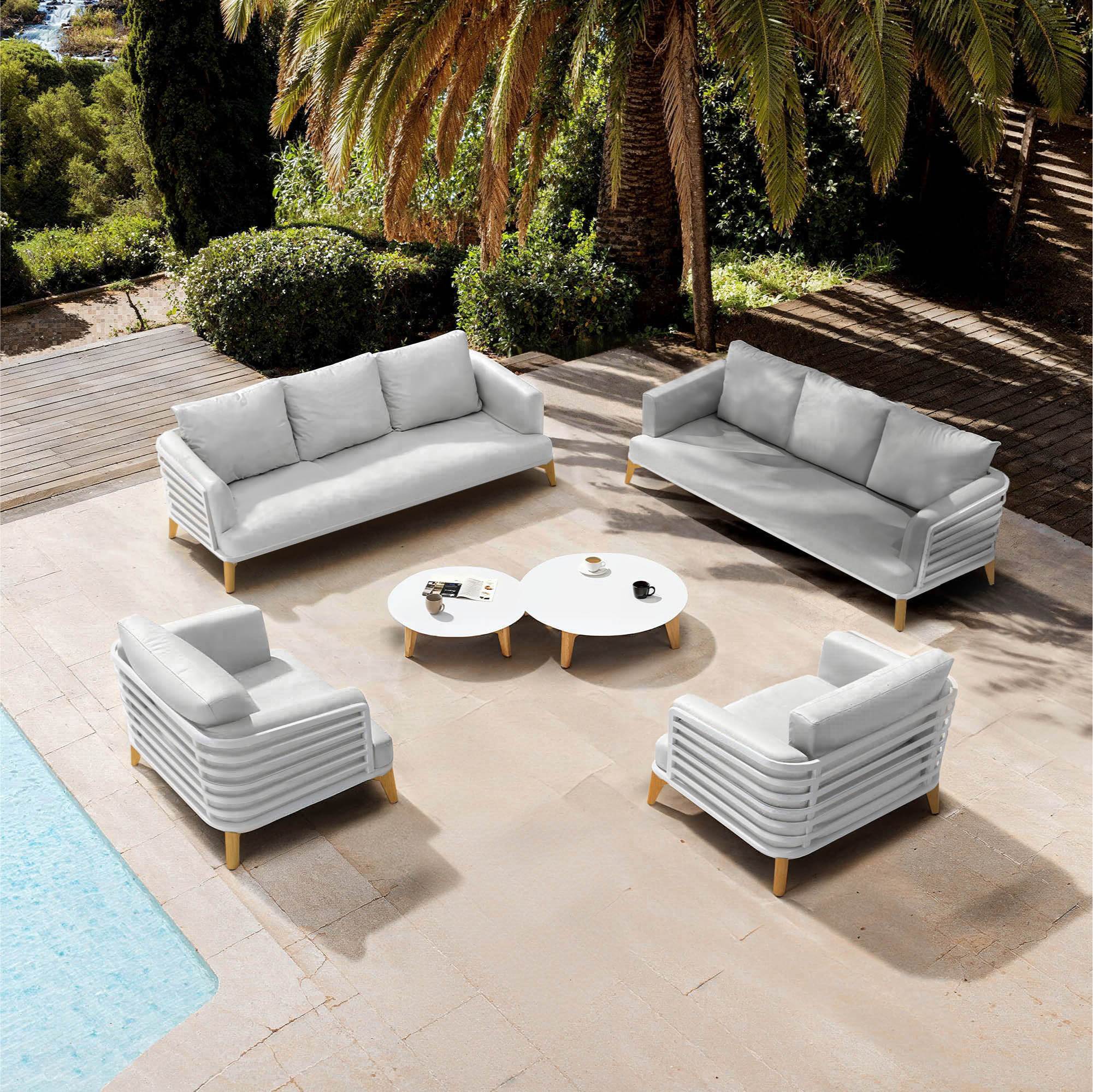 Salon de jardin aluminium 8 places 6 pcs Monte Carlo Blanc et gris clair
