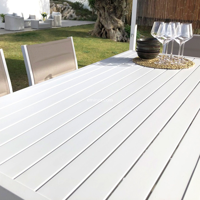 Table de jardin haute en aluminium 6 places (160 x H105 cm) Murano Blanc