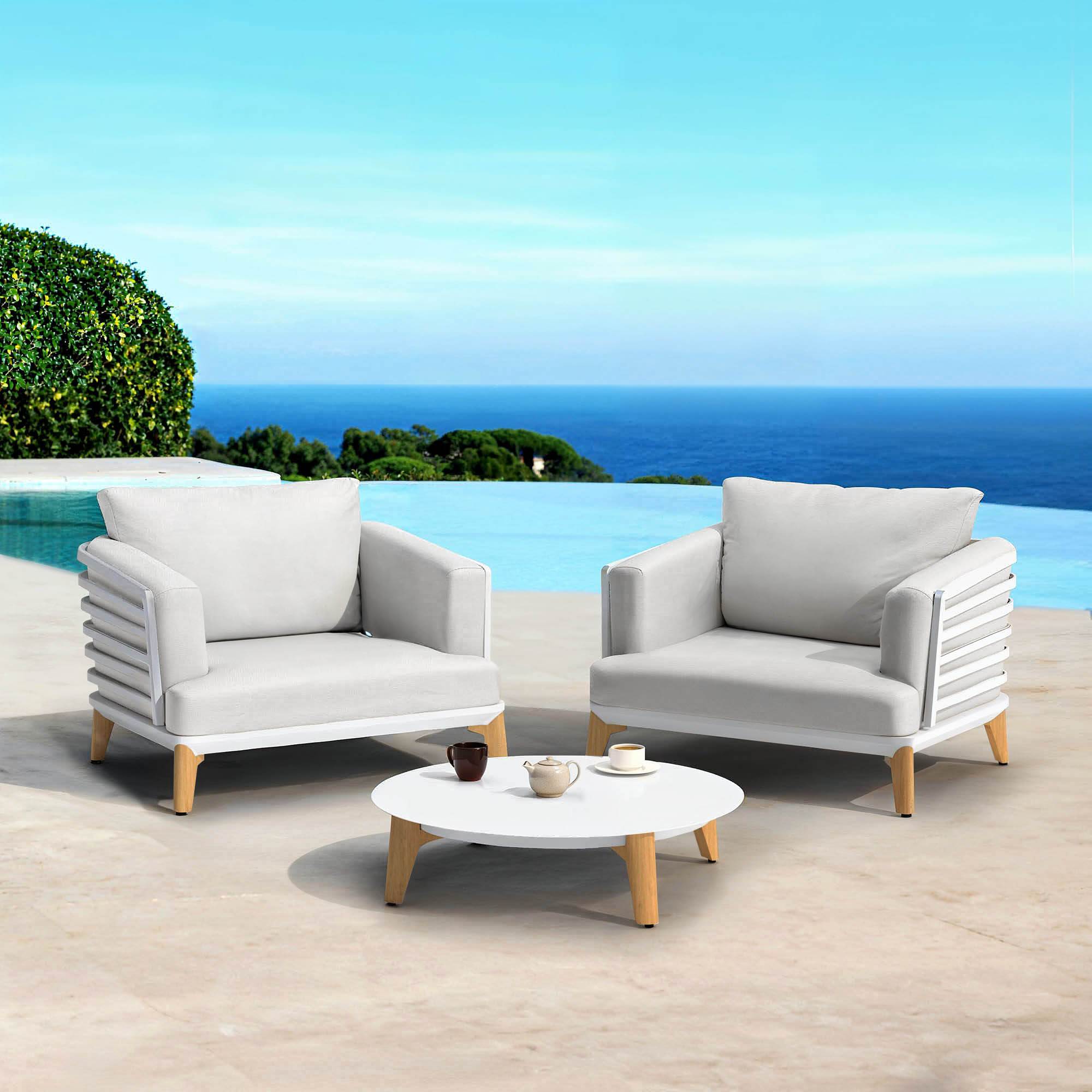 Salon de jardin aluminium 2 places 3 pcs Monte Carlo Blanc et gris clair