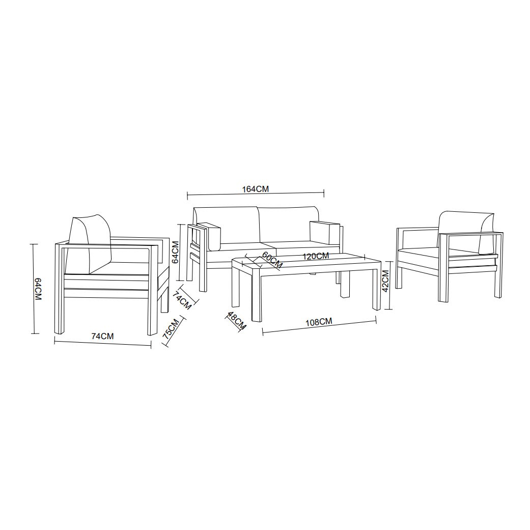Salon de jardin en aluminium 4 places Ostara Blanc et taupe