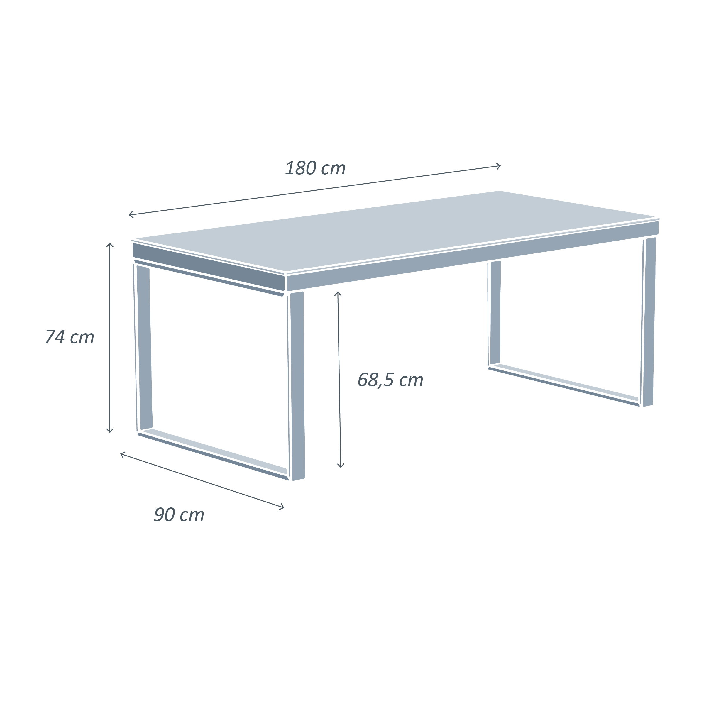 Table de jardin en aluminium et céramique 8 places (180 x 90 cm) Kore Gris anthracite