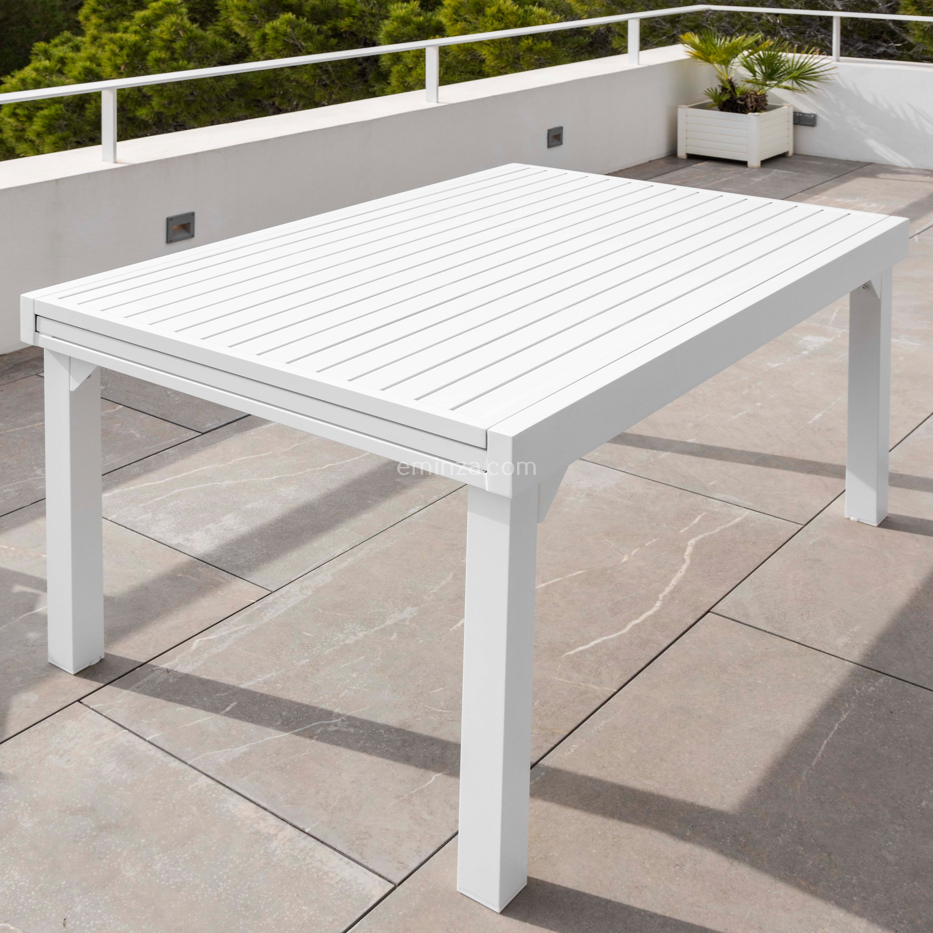 Table de jardin extensible aluminium 12 places (200/320 x 100 cm) Murano Blanc