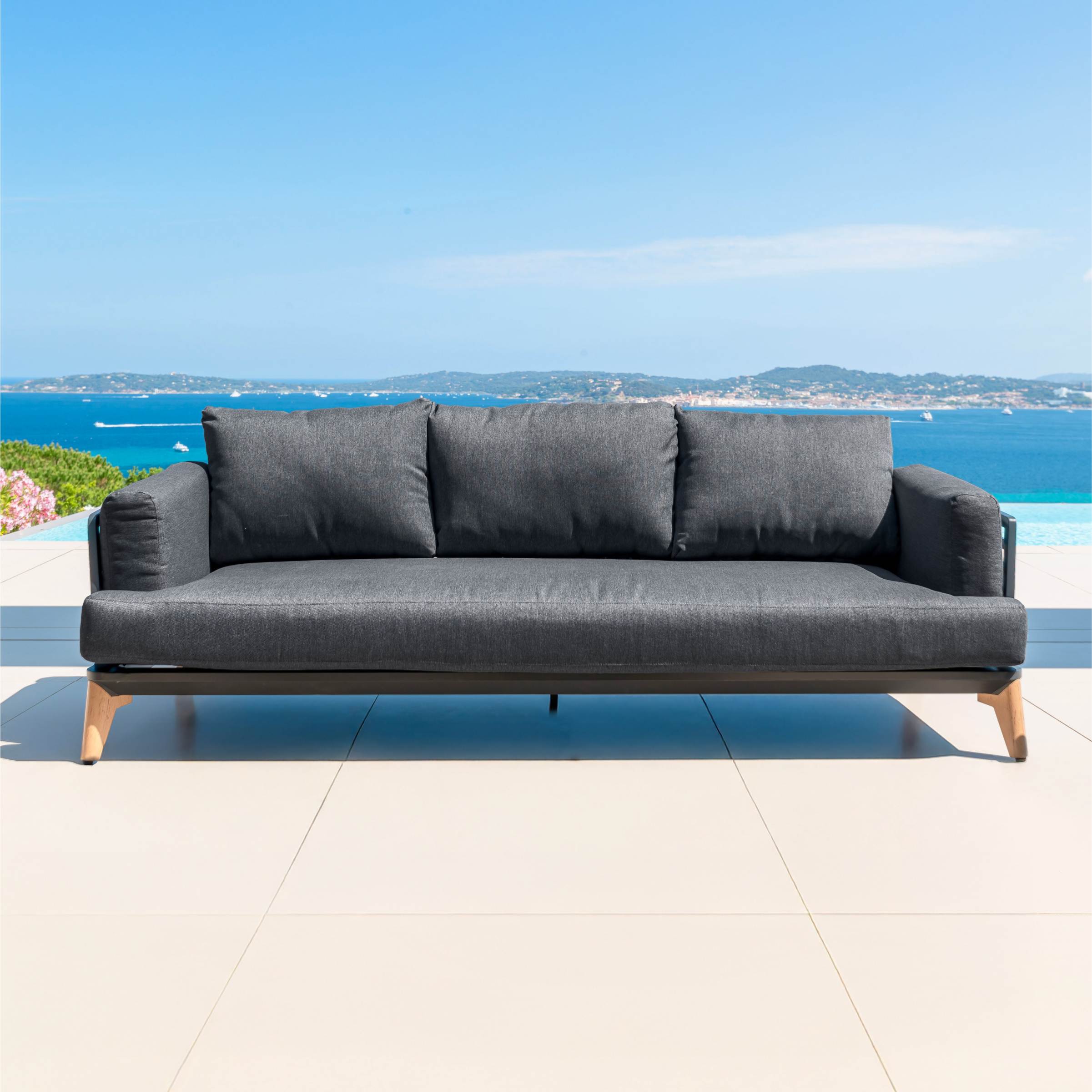 Salon de jardin aluminium 9 places 12 pcs Monte Carlo Gris anthracite