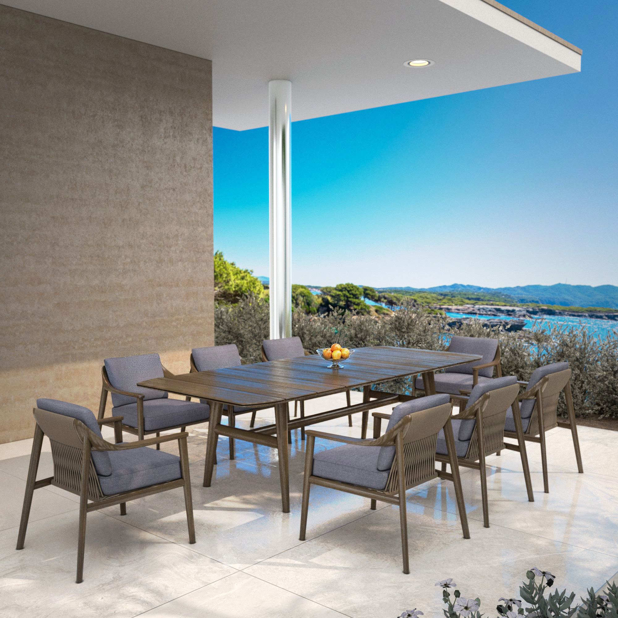 Table de jardin en bois teck 8 places (260 x 100 cm) Cap Ferrat Marron foncé