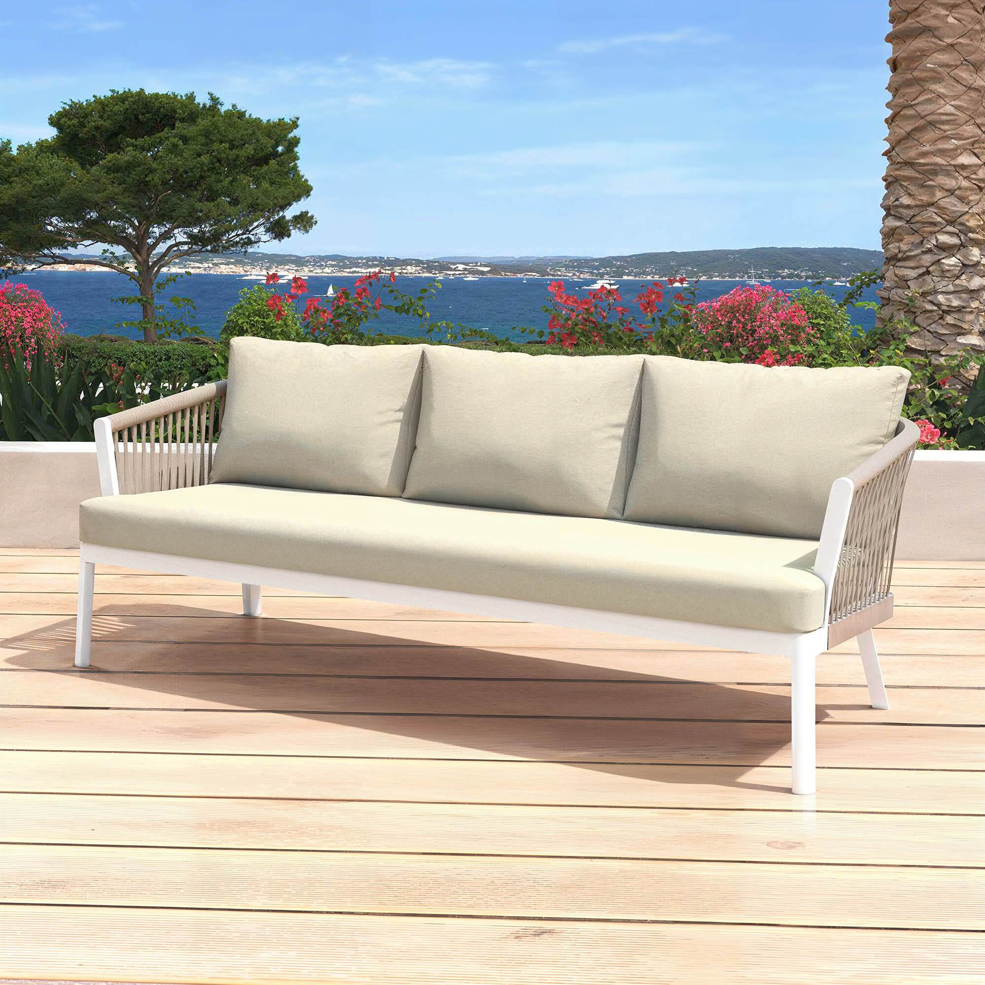 Salon de jardin en aluminium 7 places 5 pcs Amalfi Blanc et beige