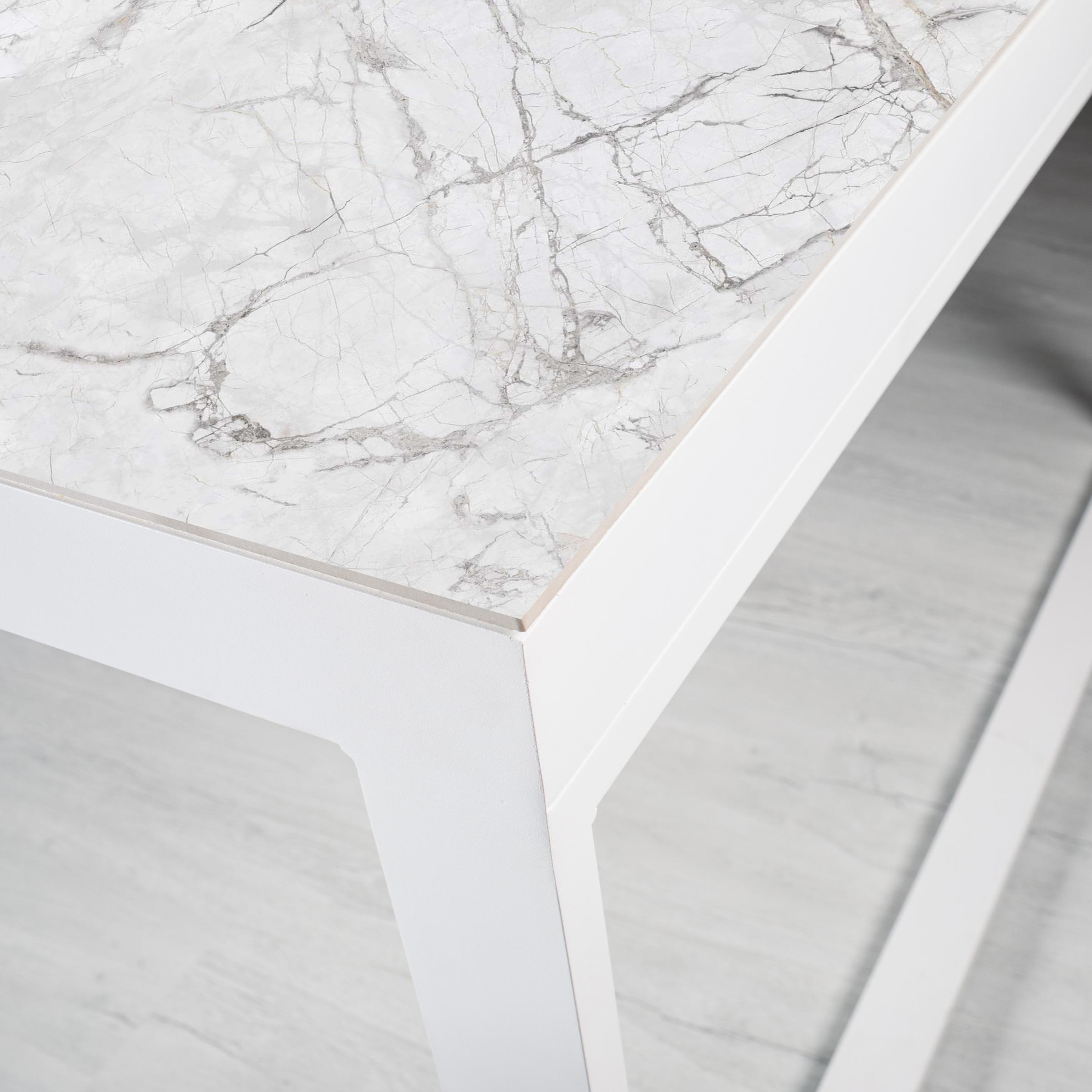 Table de jardin en aluminium et céramique 12 places (260 x 120 cm) Kore Blanc marbré