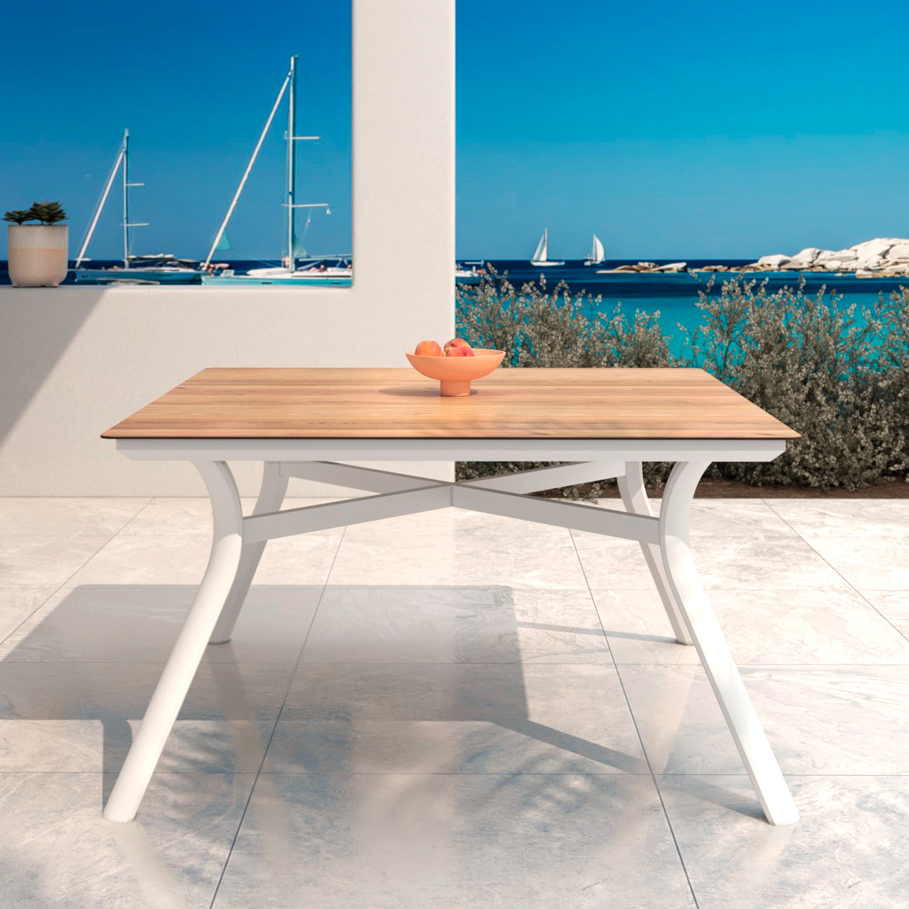 Table de jardin carré en aluminium 8 places (136 x 136 cm) Amalfi Blanc