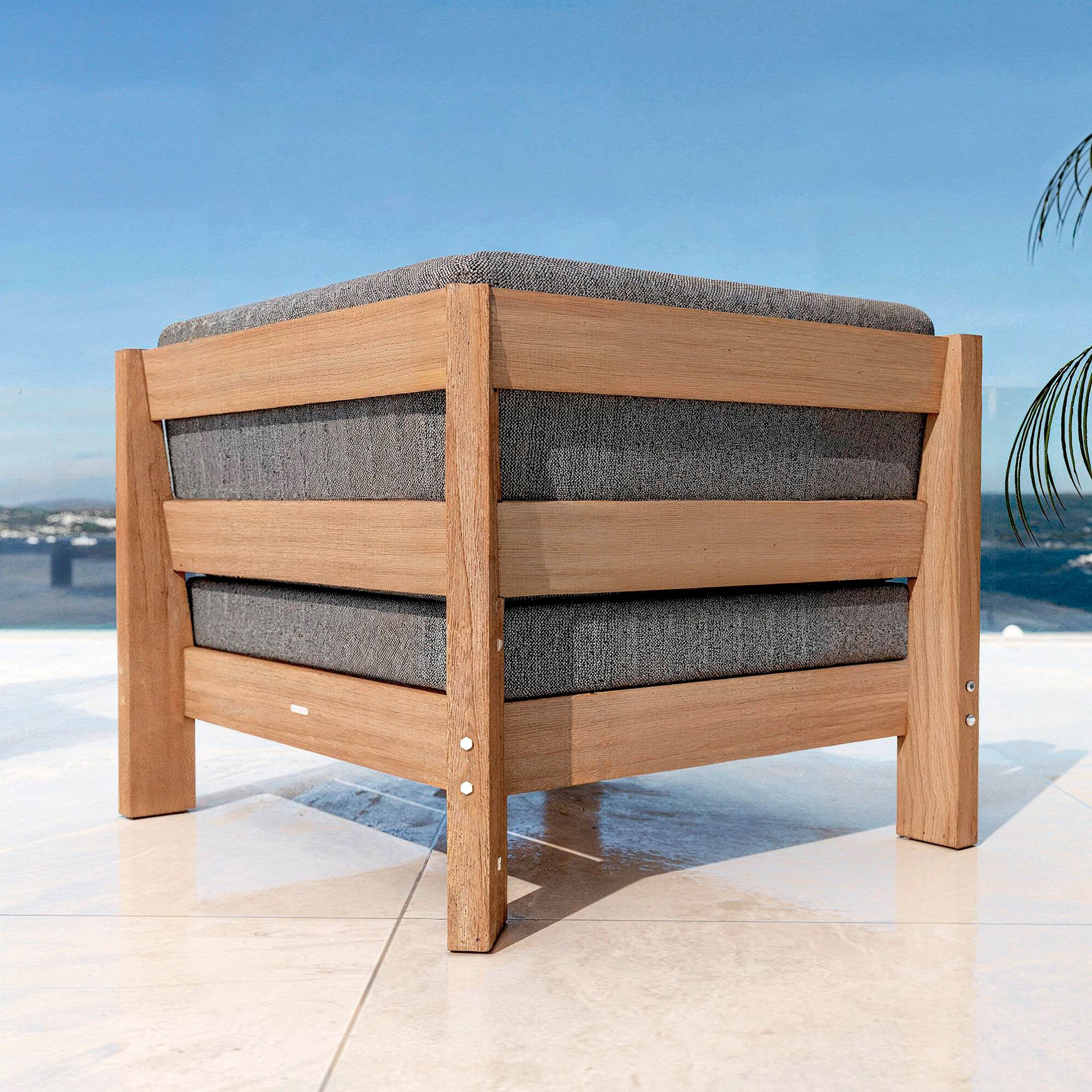 Salon de jardin d'angle en bois d'acacia 7 places 6 pcs Borneo Gris anthracite