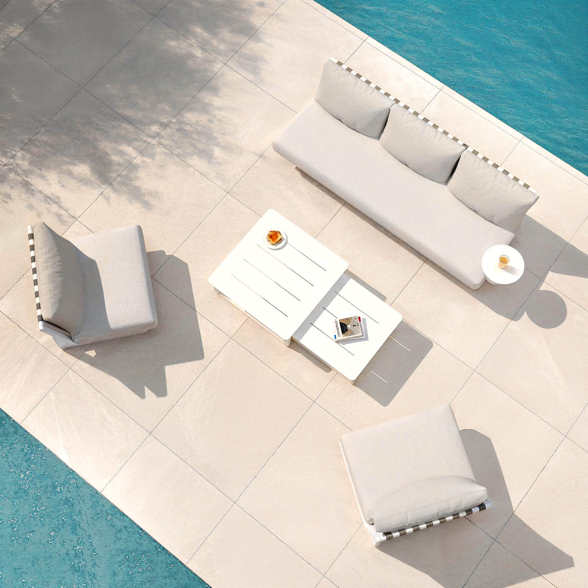 Salon de jardin aluminium 5 places Long Beach Blanc