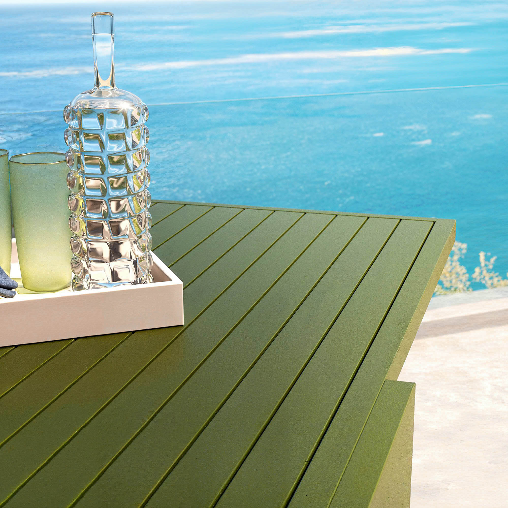 Table de jardin extensible aluminium 12 places (200/320 x 100 cm) Murano Vert olive