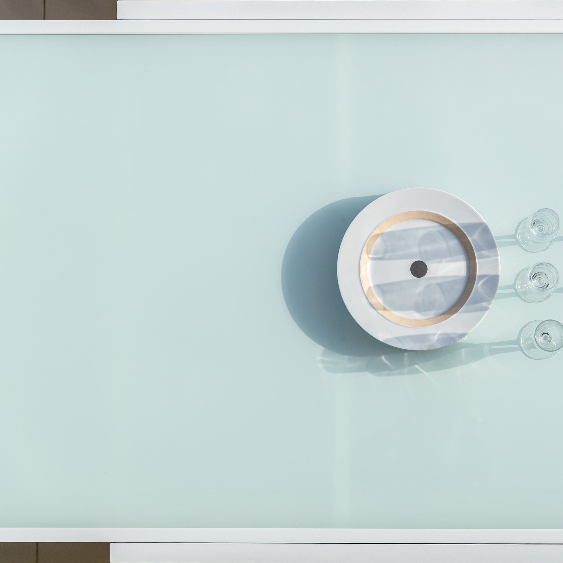 Table de jardin extensible en verre 12 places (200/320 x 100 cm) Murano Blanc