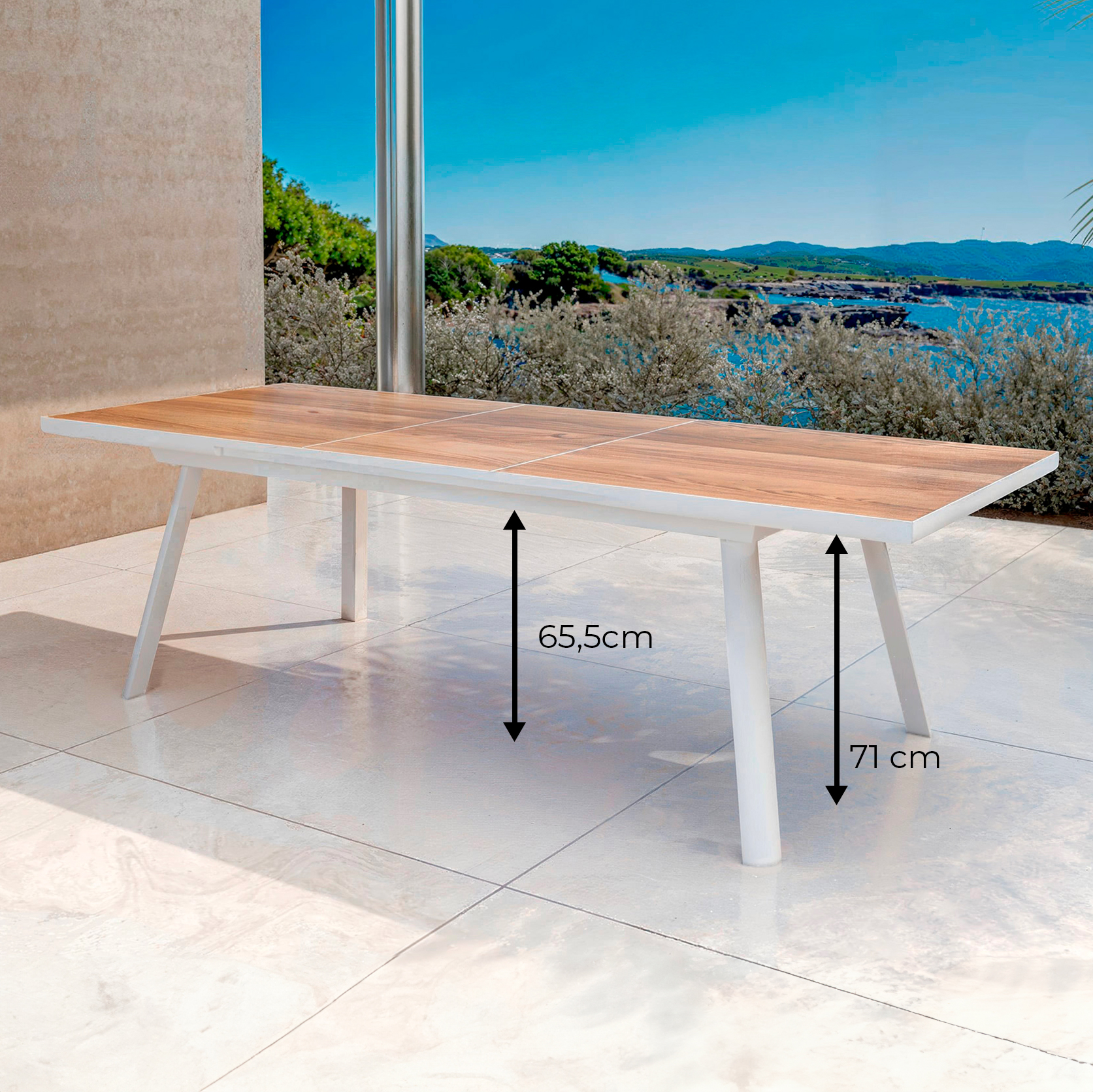 Table de jardin extensible en aluminium 10 places (260 x 96 cm) Amalfi Blanc