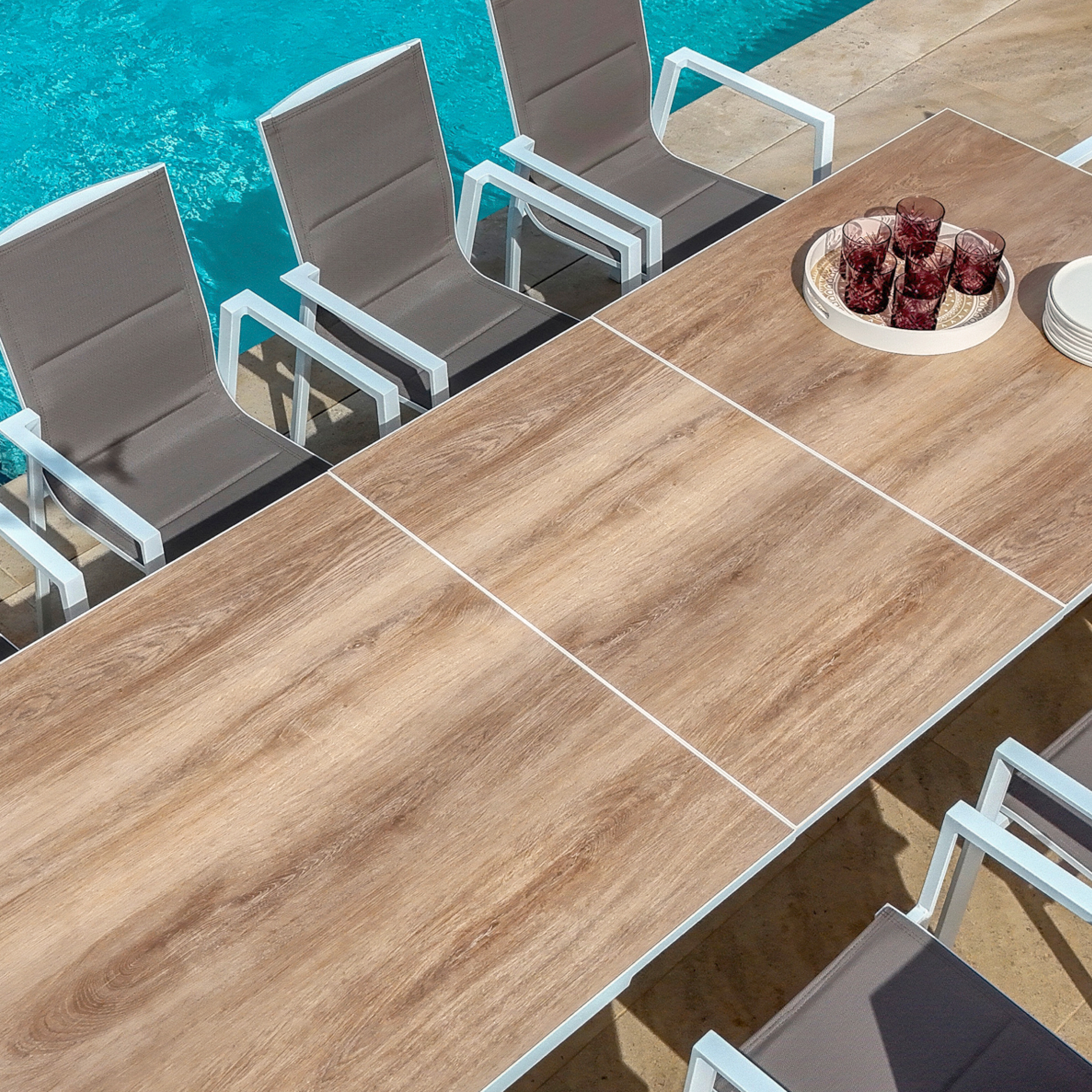 Table de jardin extensible en aluminium 10 places (260 x 96 cm) Amalfi Blanc
