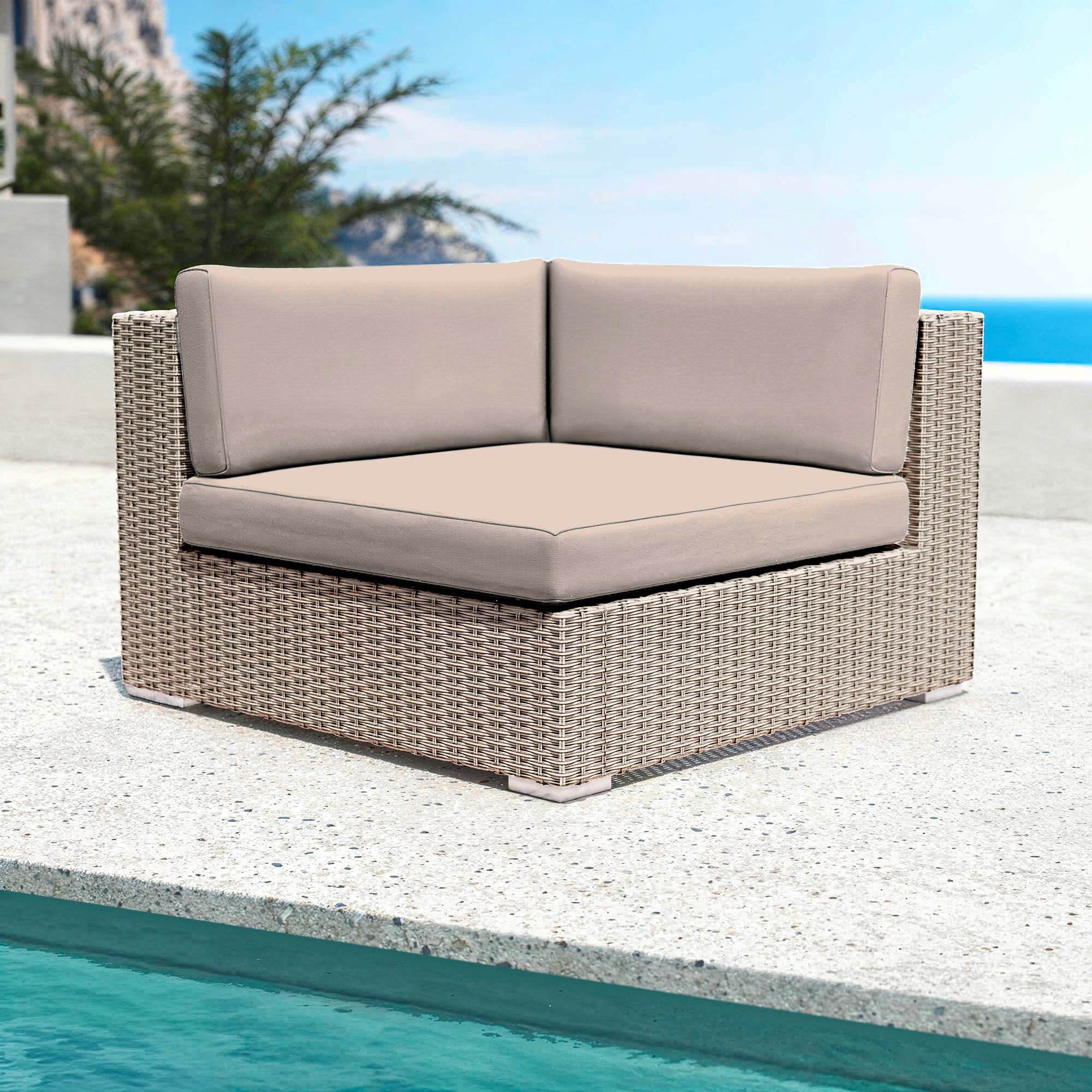 Salon de jardin en résine tressée 4 places 5 pcs Palma Gris et taupe
