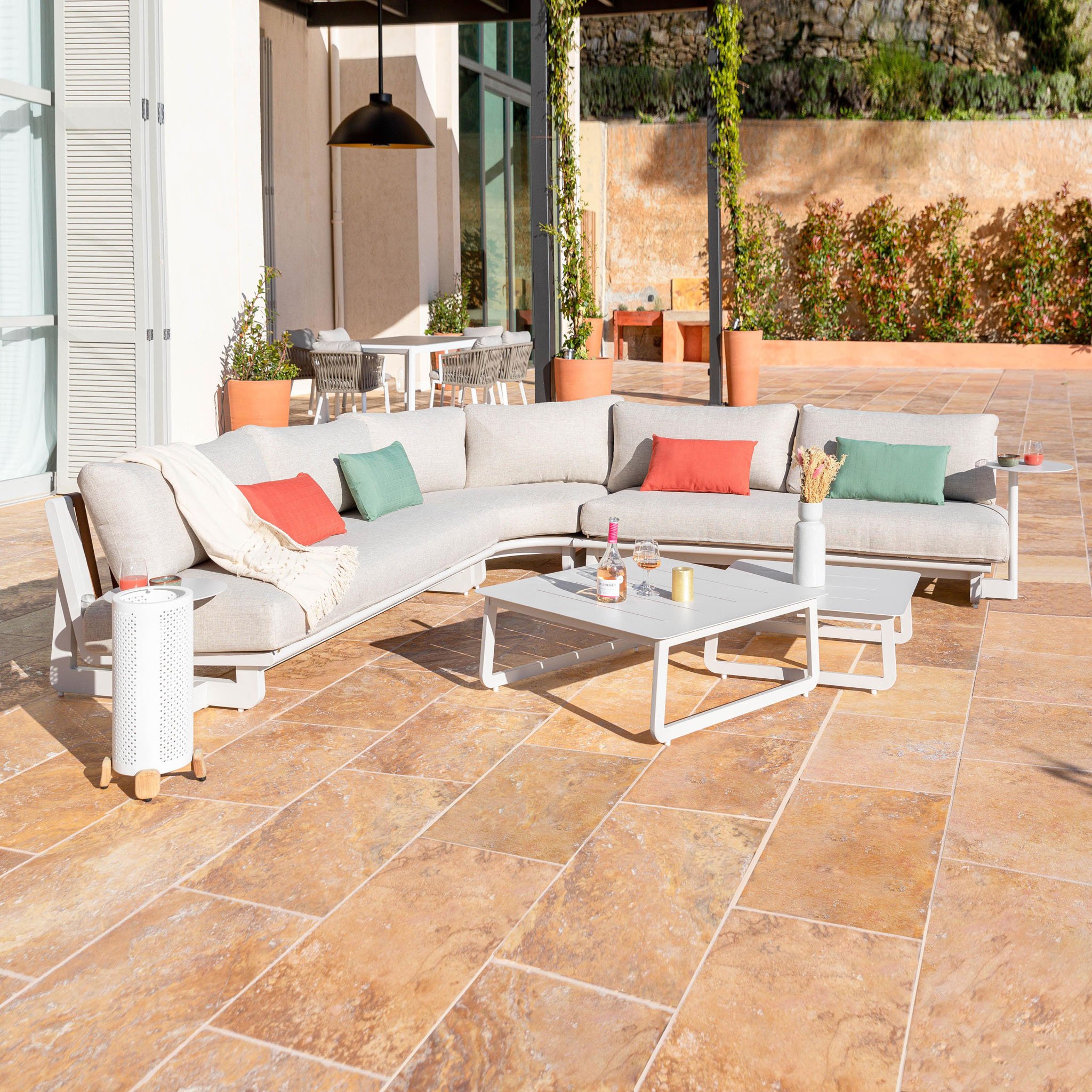 Salon de jardin en aluminium 7 places Long Beach Blanc