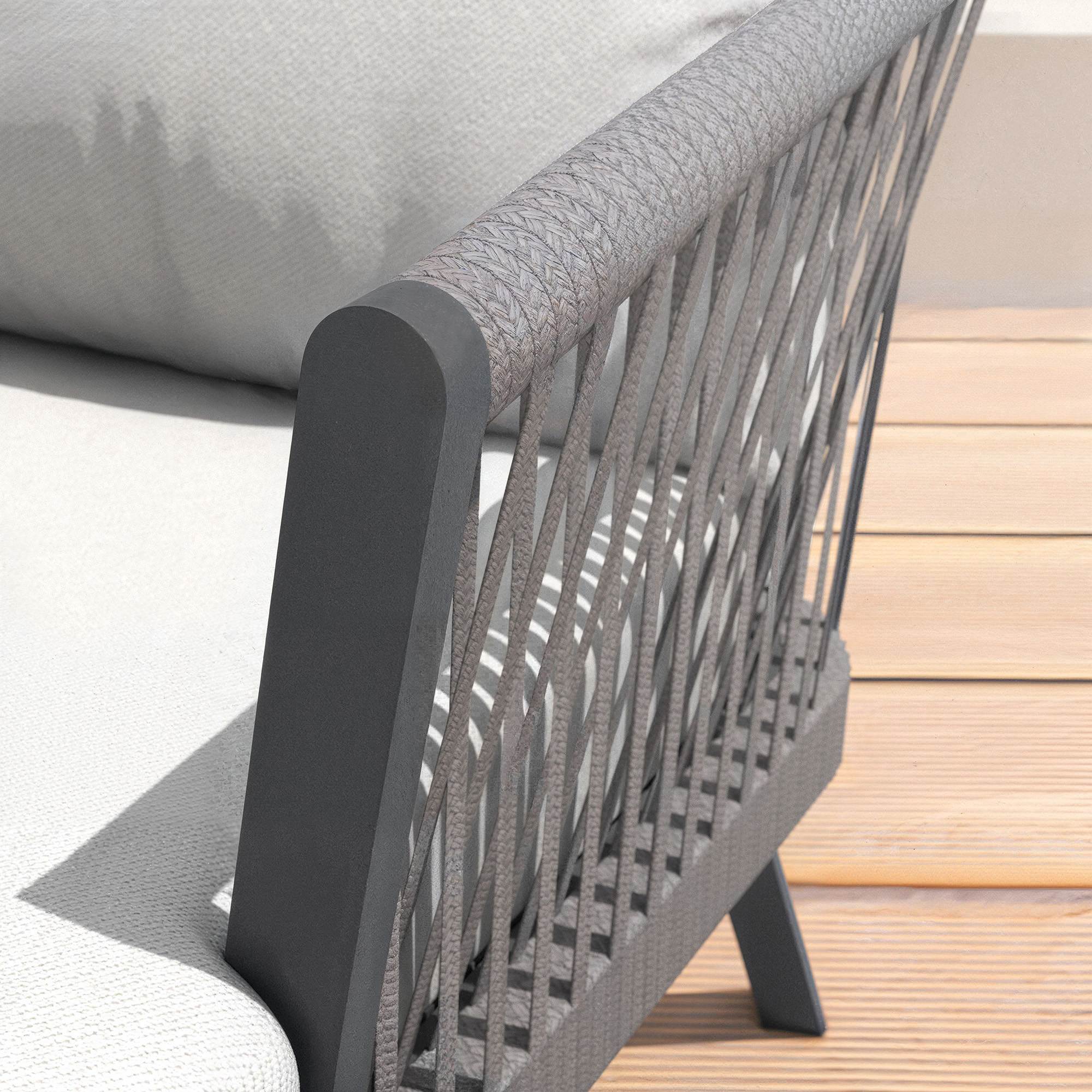 Salon de jardin en aluminium 4 places 4 pcs Amalfi Gris anthracite et gris clair