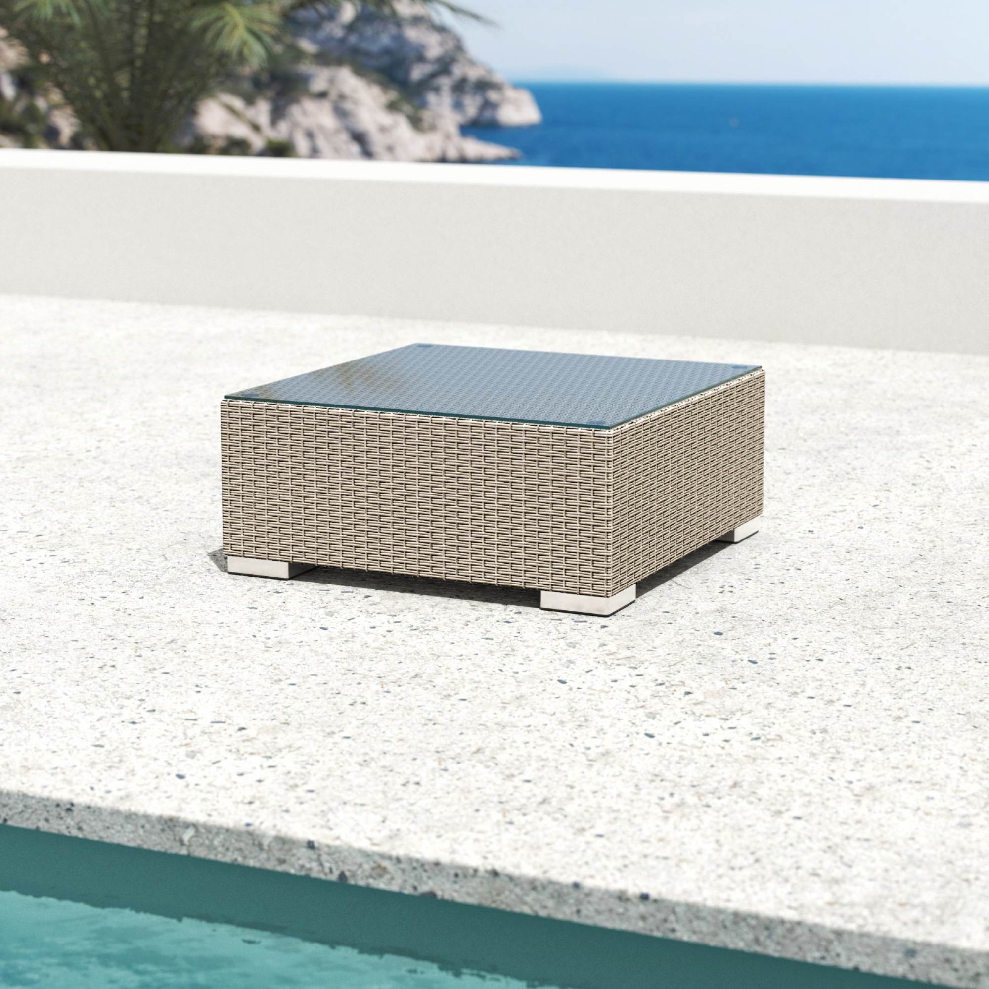 Salon de jardin en résine tressée 2 places 3 pcs Palma Gris et taupe