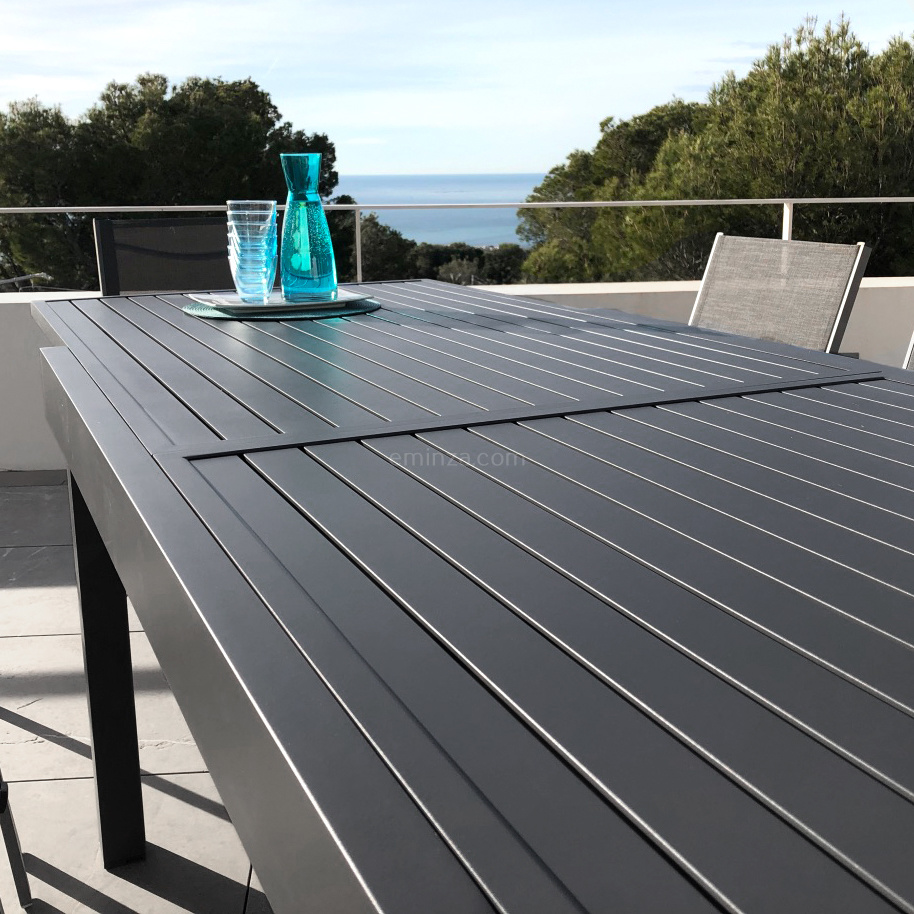 Table de jardin extensible aluminium 12 places (200/320 x 100 cm) Murano Gris anthracite