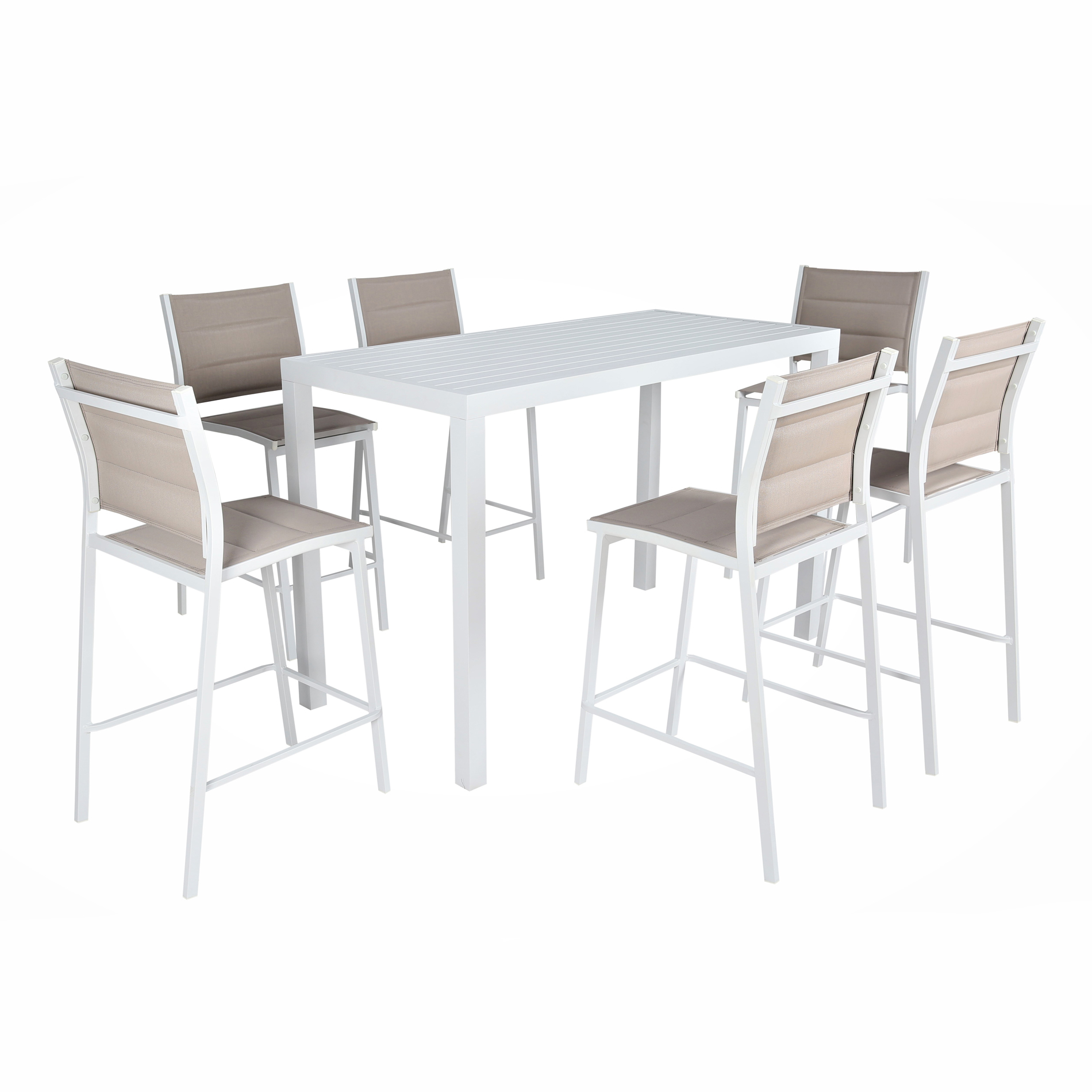Table de jardin haute en aluminium 6 places (160 x H105 cm) Murano Blanc