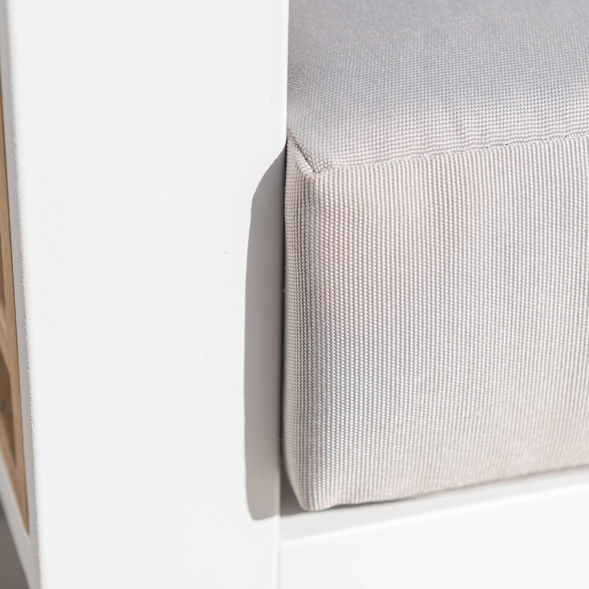 Salon de jardin aluminium et bois teck 5 places Bali Blanc et gris clair